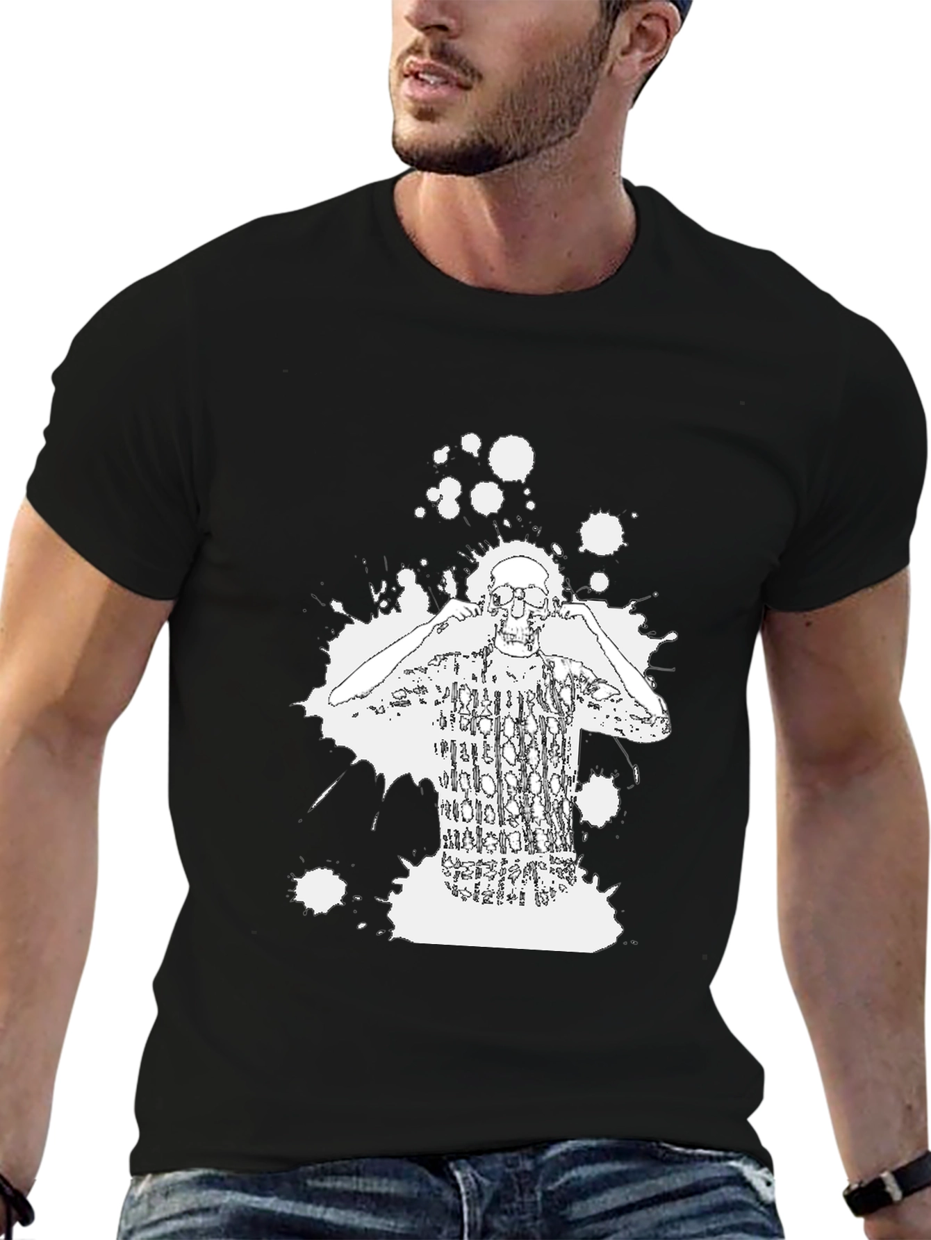 Skeleton DJ Black Graphic Tee