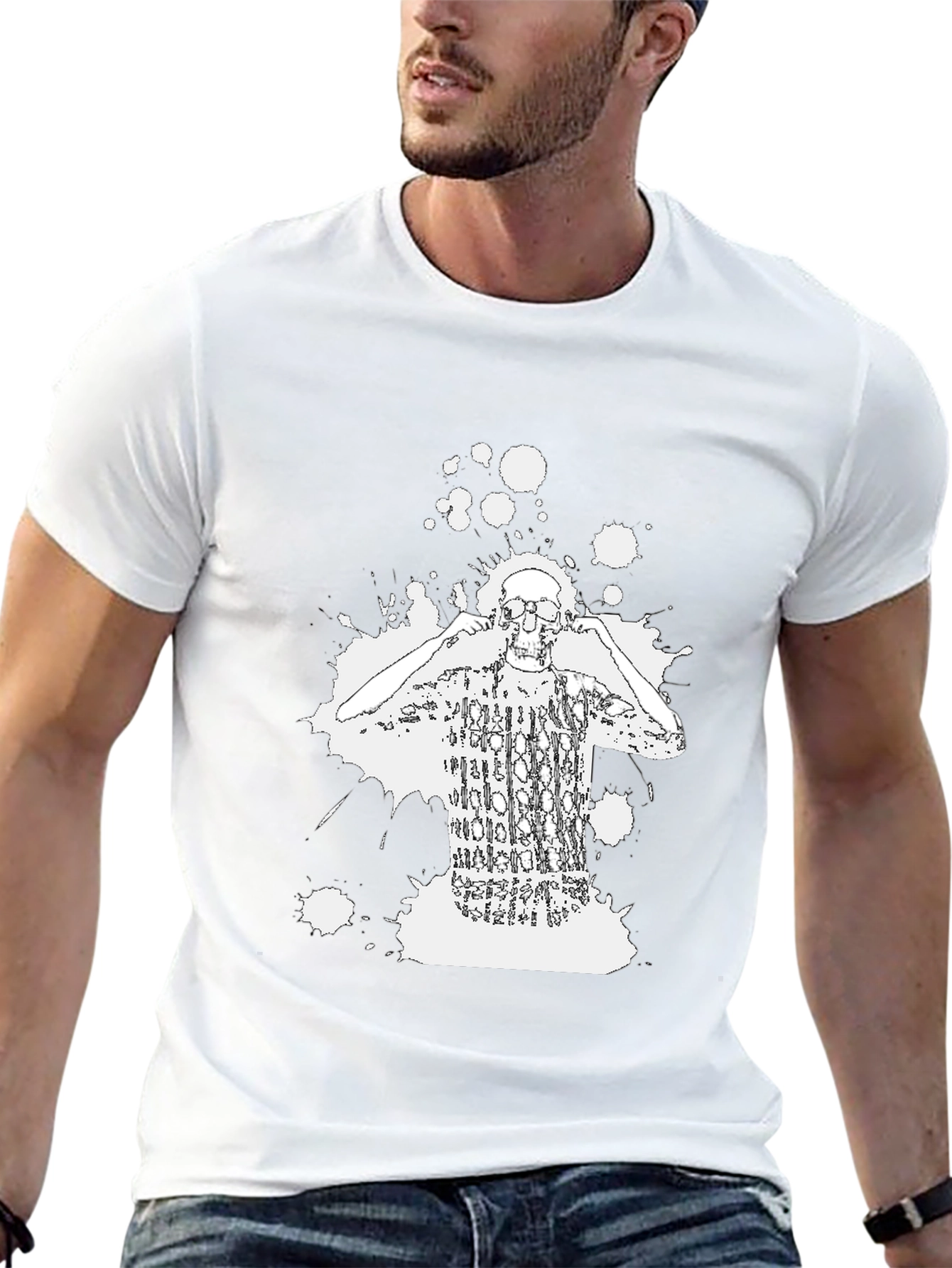 Skeleton DJ Black Graphic Tee