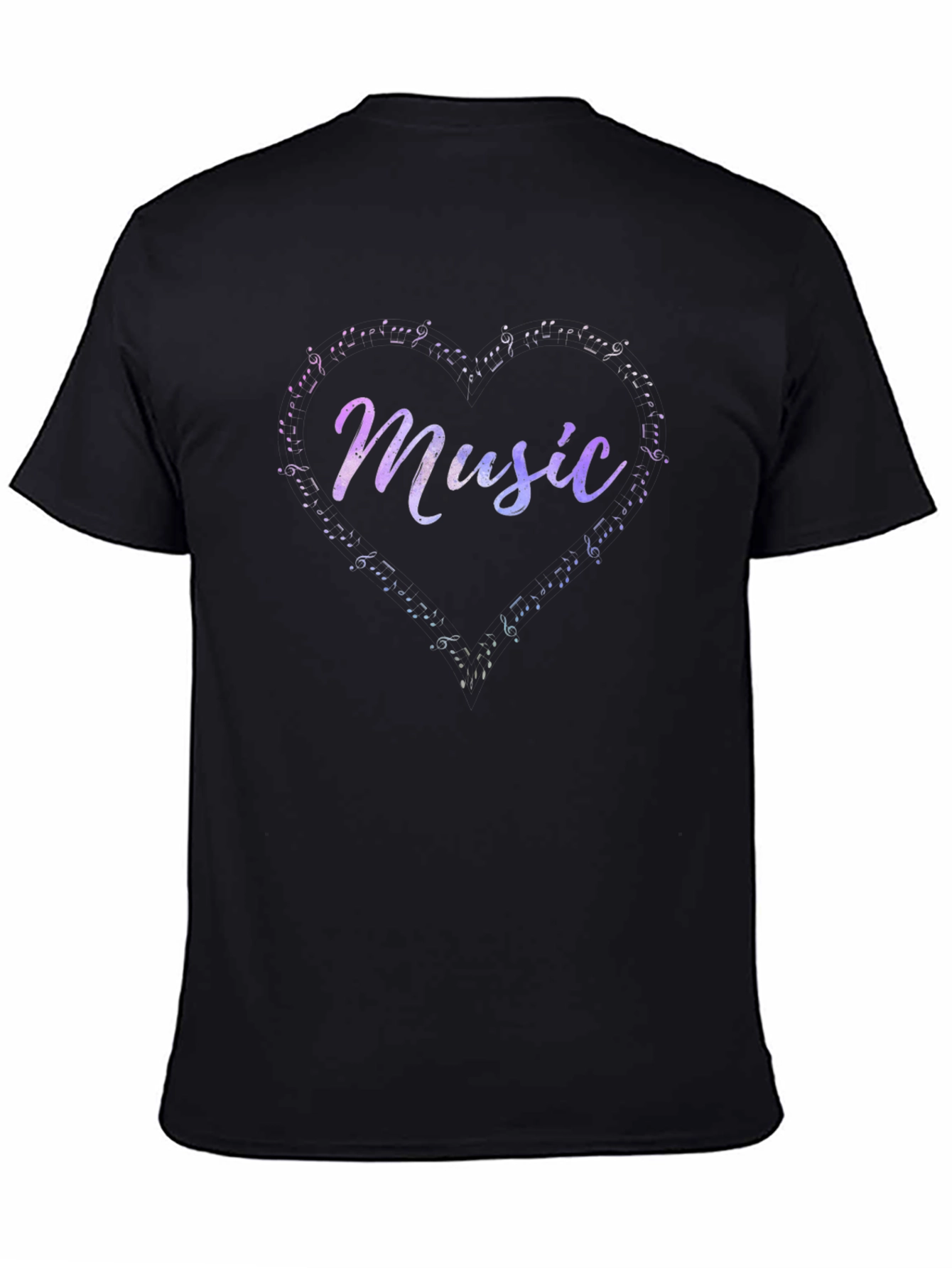 Music Heart Note Graphic Tee - Casual Black T-Shirt