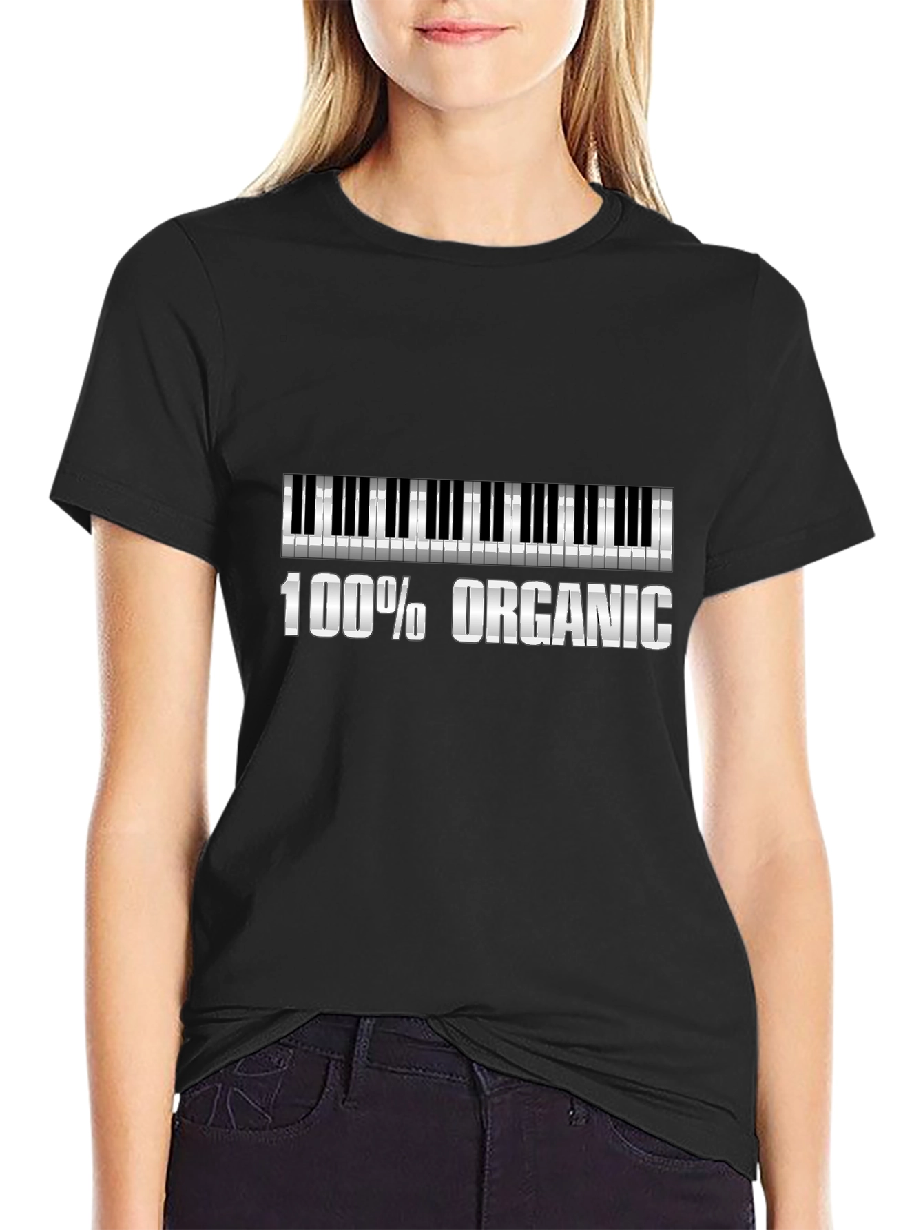 100% Organic Piano Keys Graphic T-Shirt