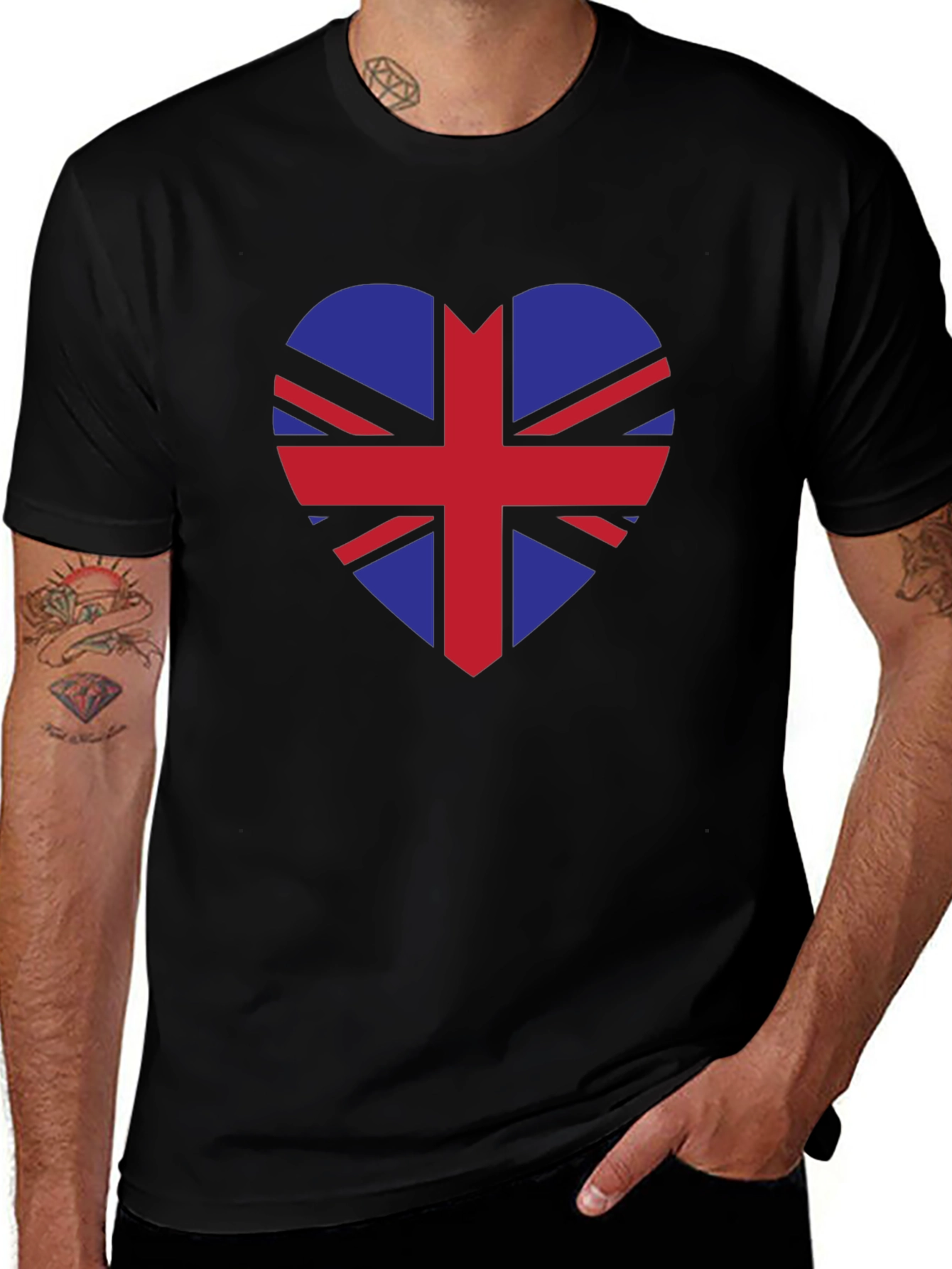 British Flag Heart Graphic Tee - Union Jack Love