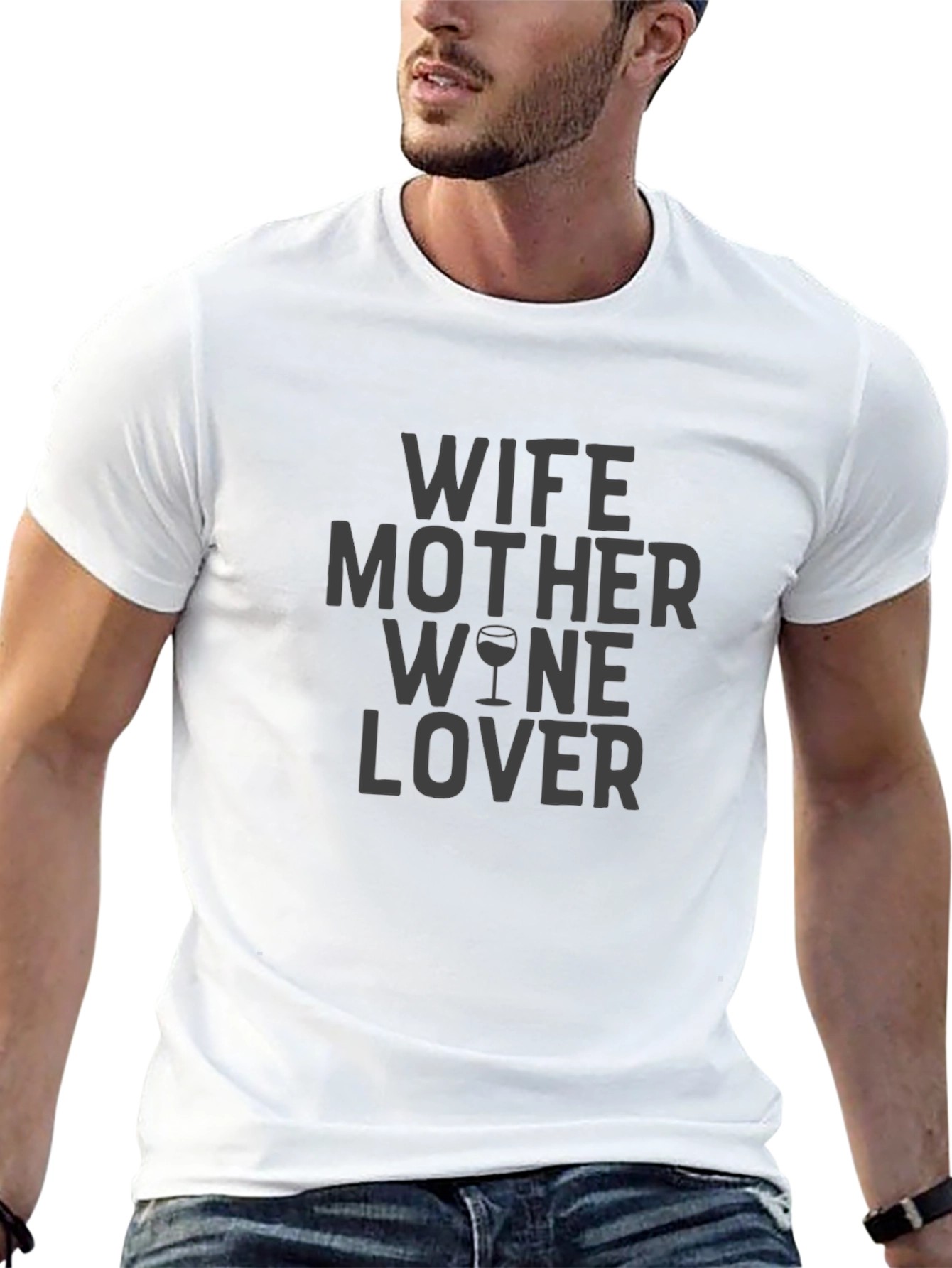Wife Mother Wine Lover Graphic Tee - Black