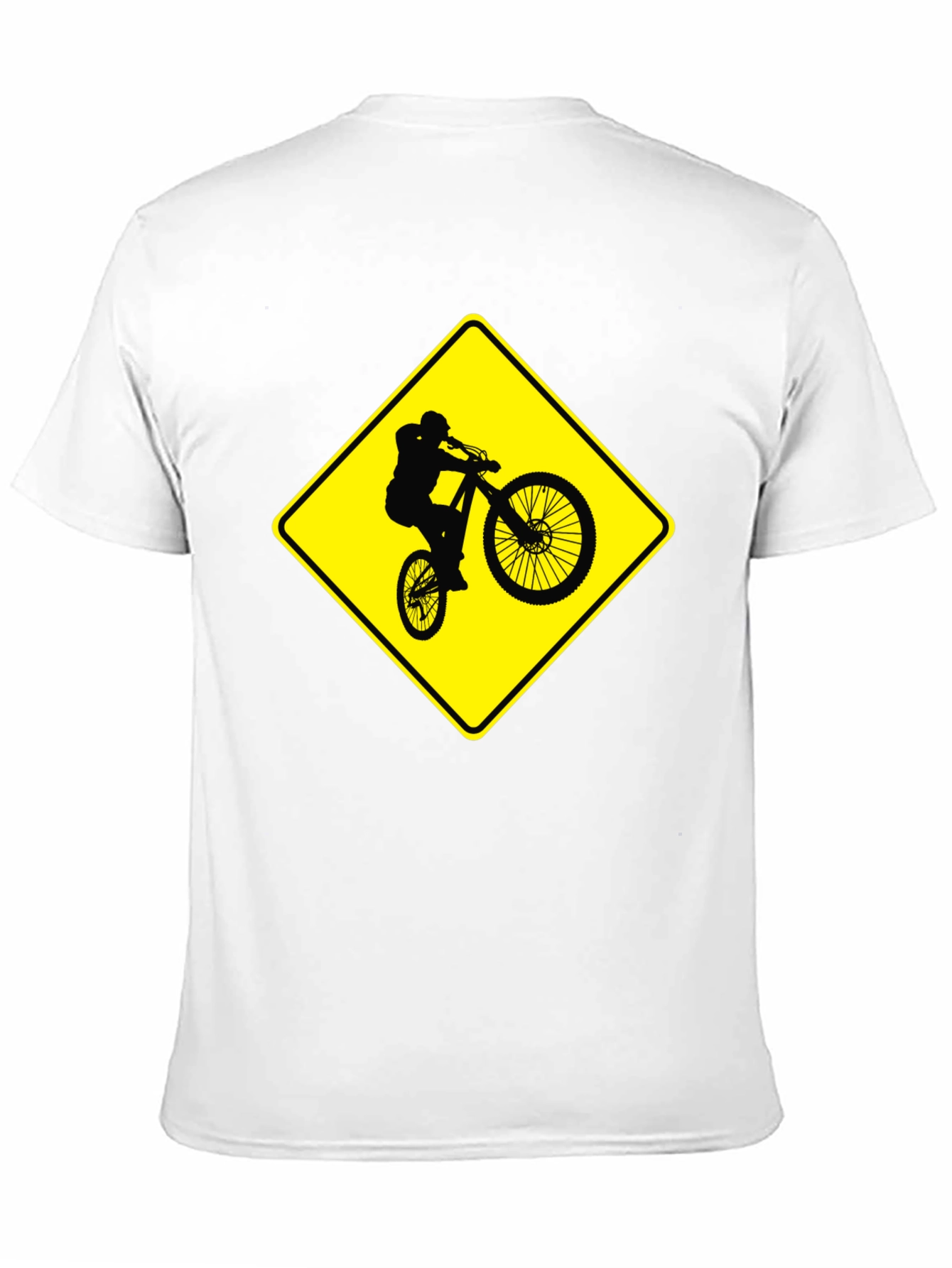Mountain Biker Crossing Sign Black T-Shirt