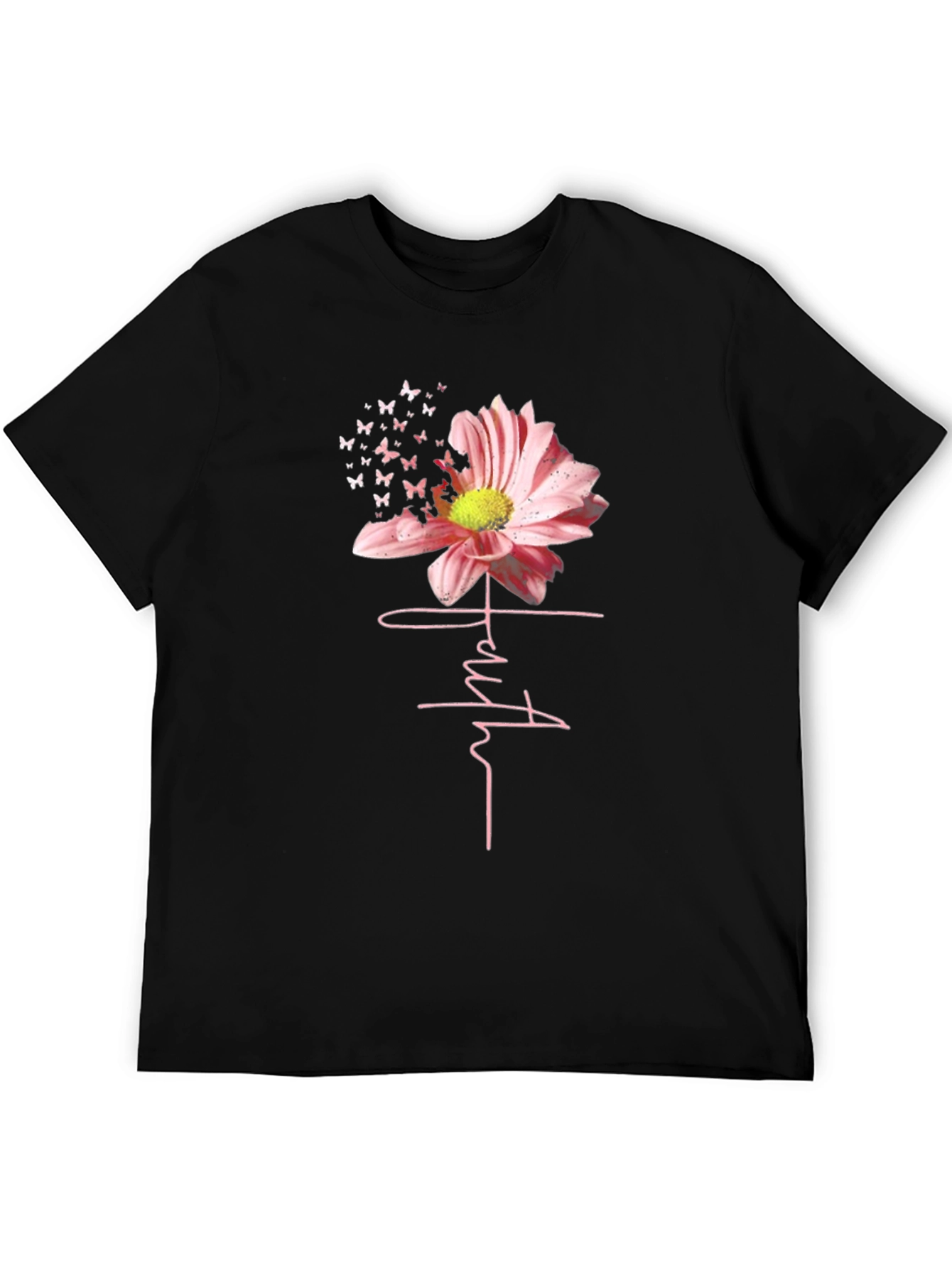 Faith Flower Butterfly Graphic Tee - Stylish Comfort