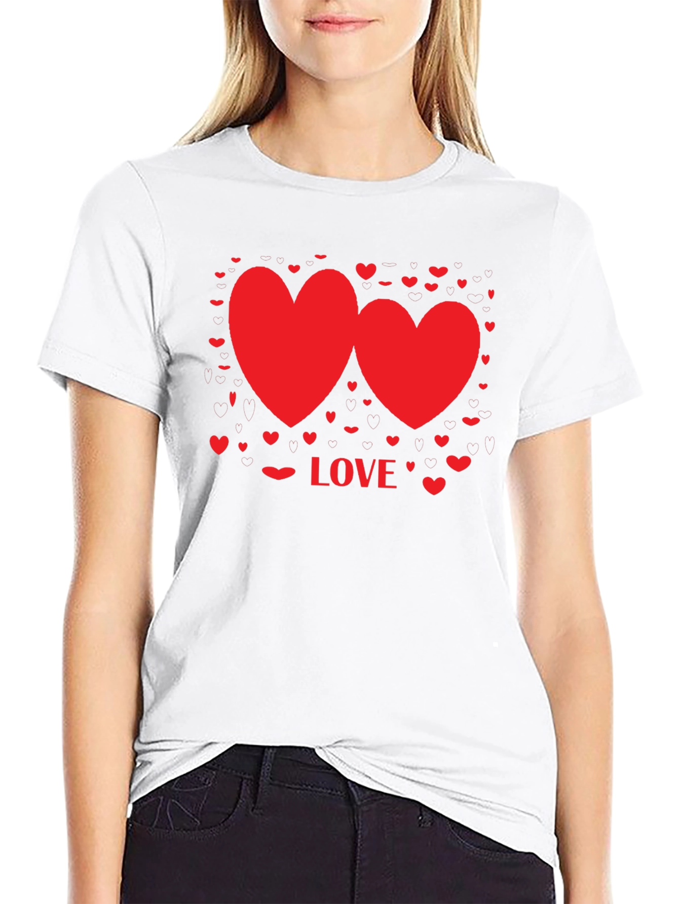 Love Hearts Graphic Tee - Valentines Day Shirt