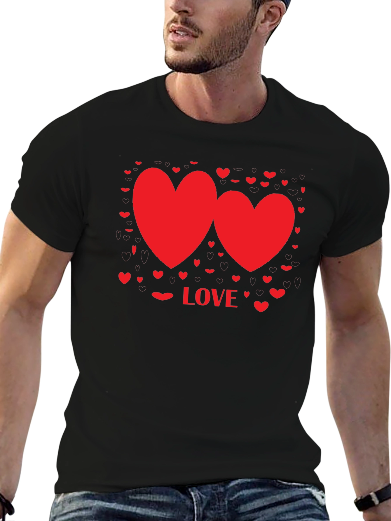 Love Hearts Graphic Tee - Valentines Day Shirt