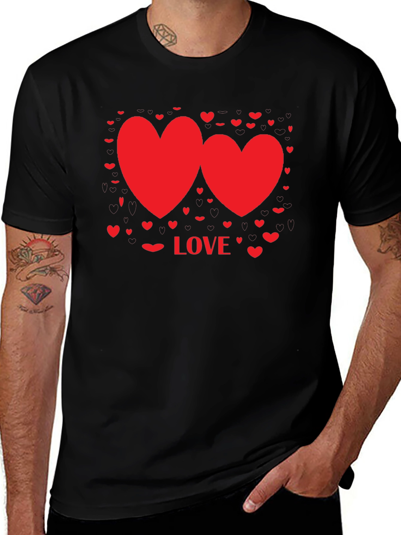 Love Hearts Graphic Tee - Valentines Day Shirt