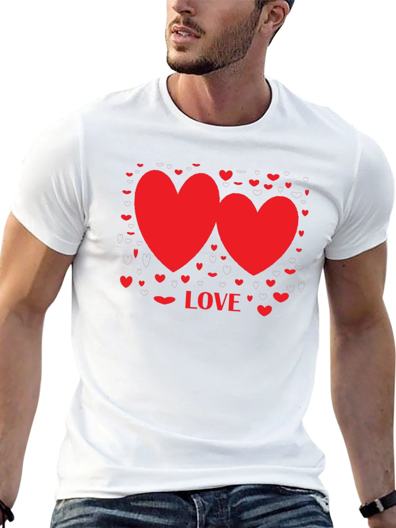 Love Hearts Graphic Tee - Valentines Day Shirt
