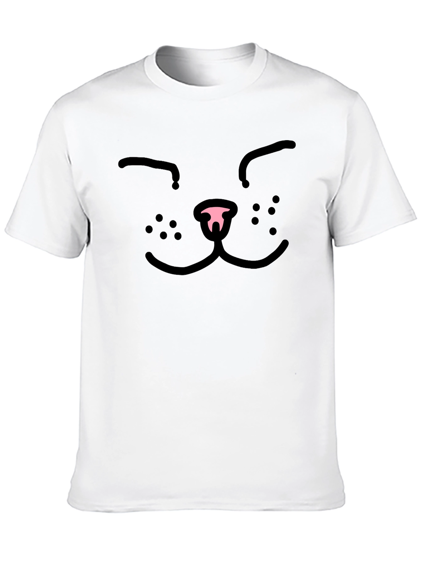 Cute Cat Face Graphic Tee - Black