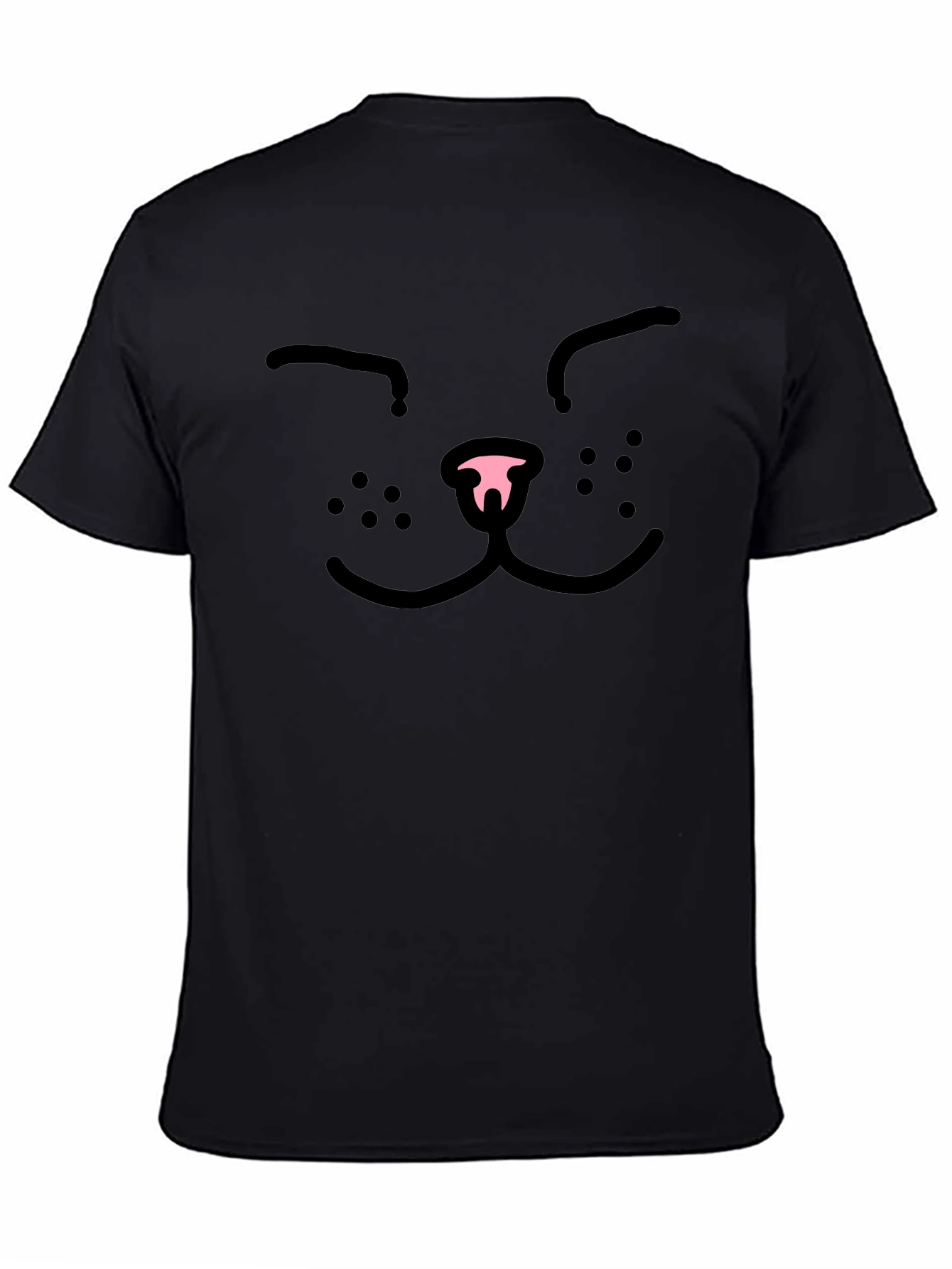 Cute Cat Face Graphic Tee - Black