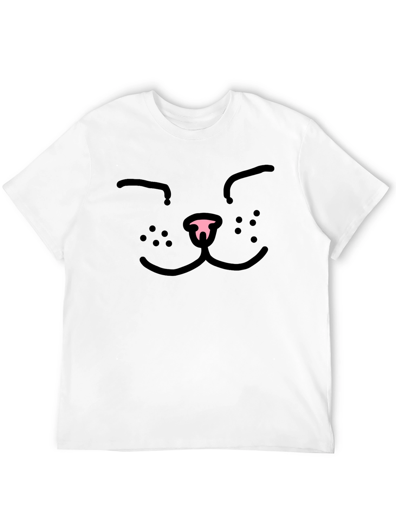 Cute Cat Face Graphic Tee - Black