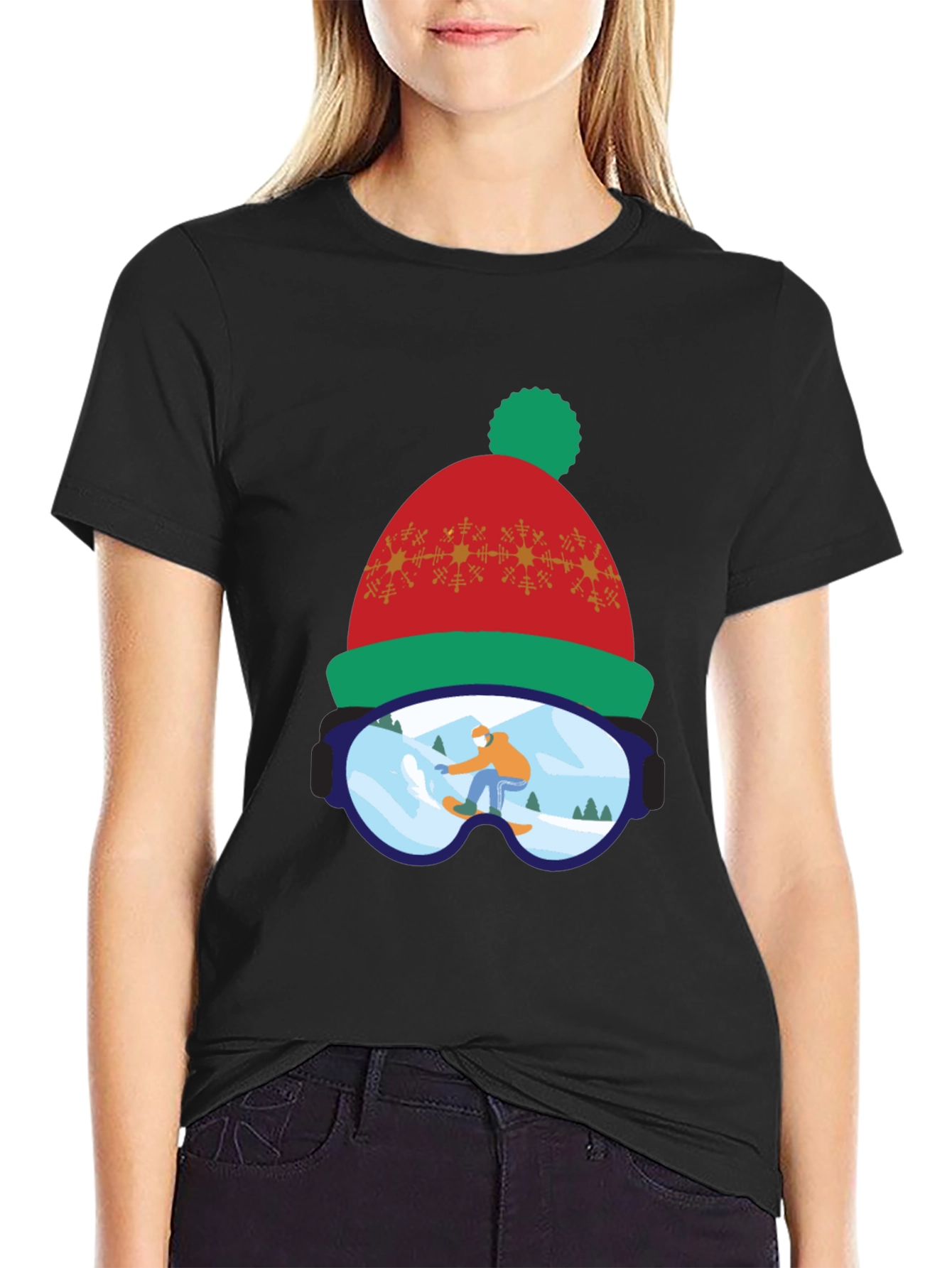 Holiday Ski Hat Goggles T-Shirt