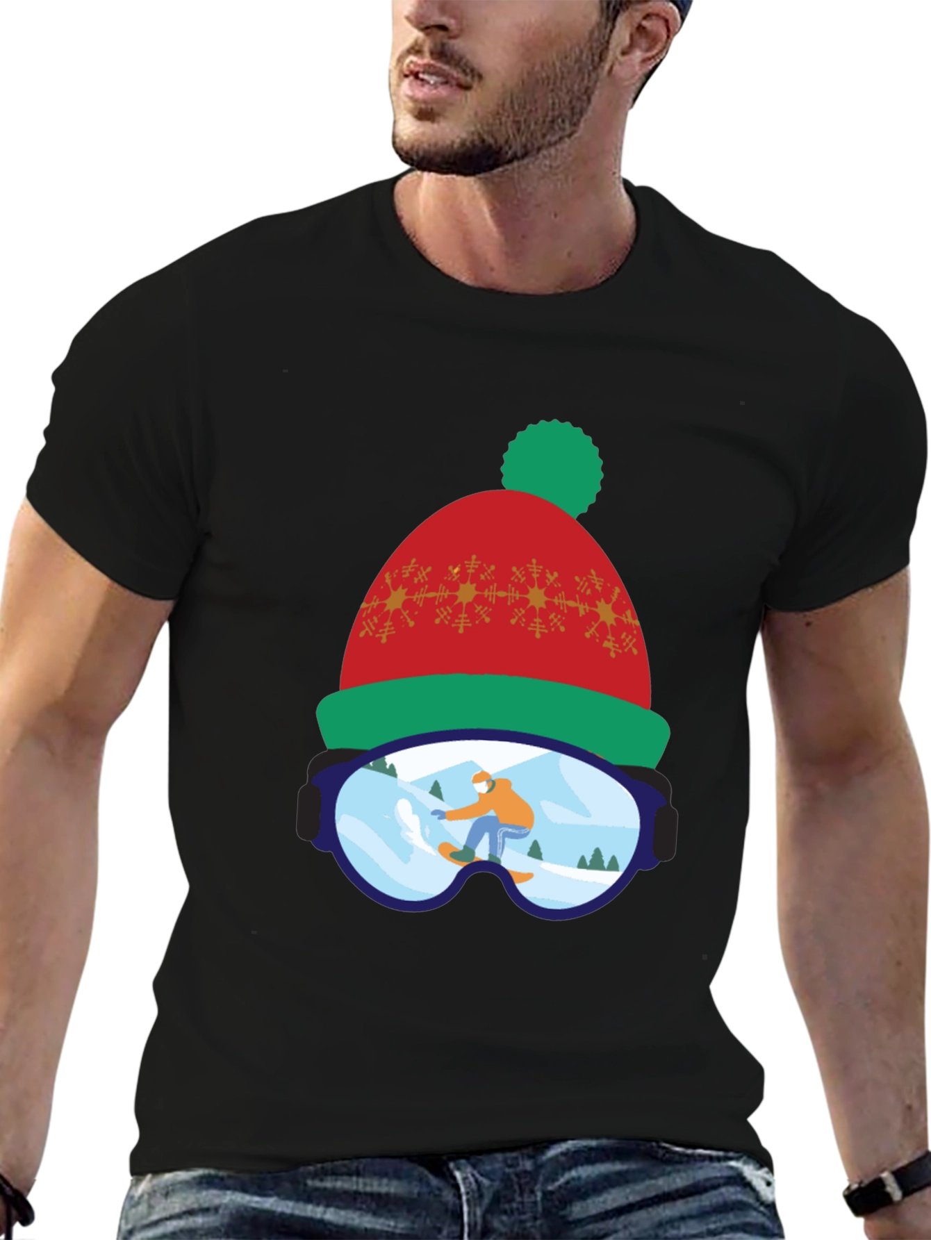 Holiday Ski Hat Goggles T-Shirt