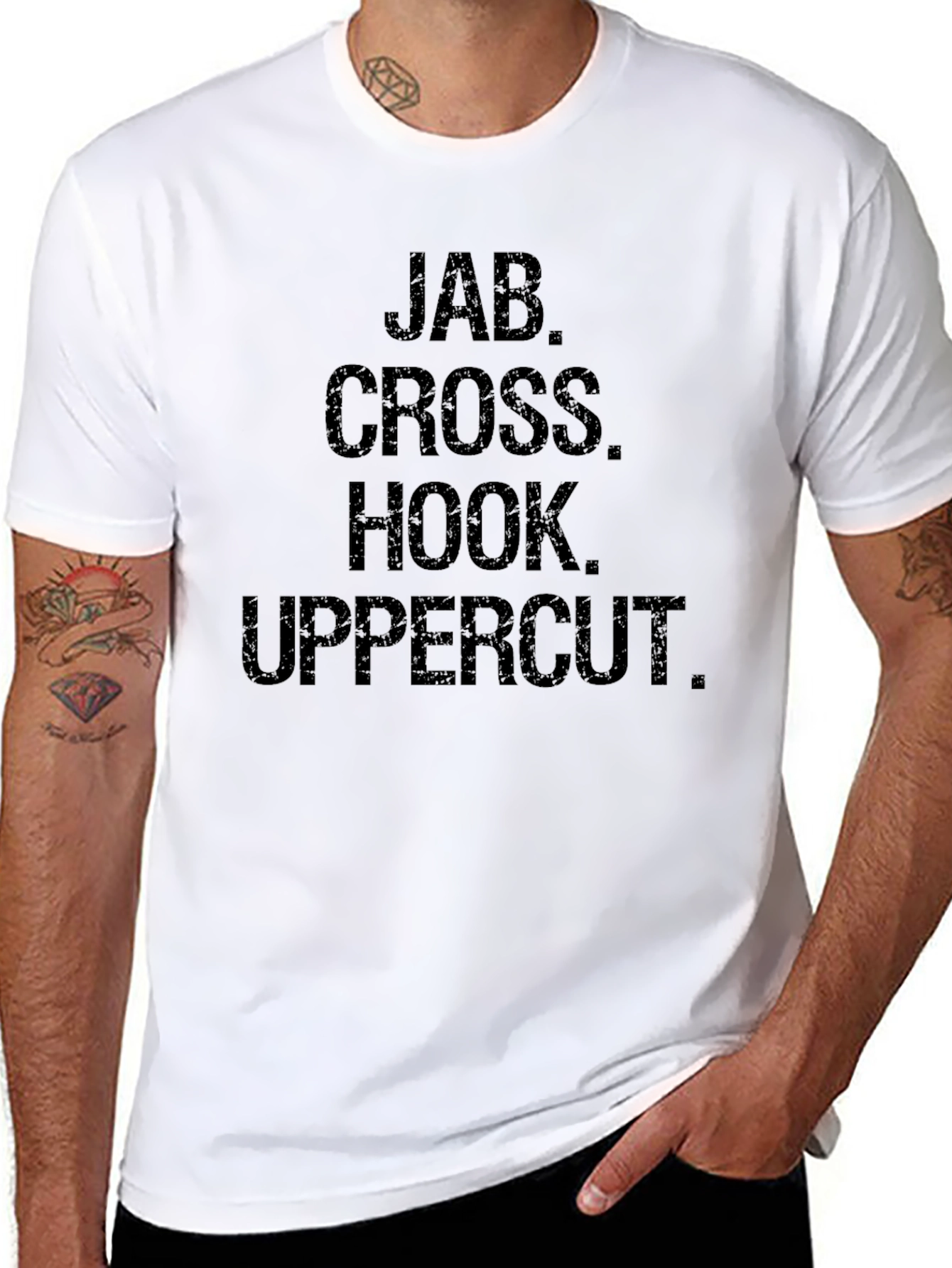 Boxing Jab Cross Hook Uppercut Graphic Tee - Black
