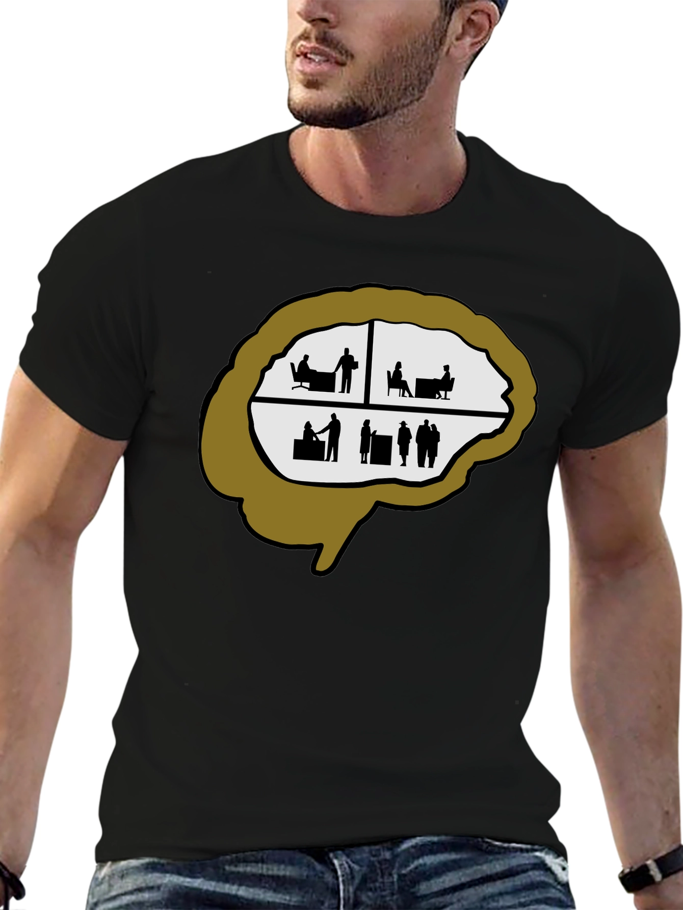 Brain Silhouette Graphic Tee - Unique & Stylish