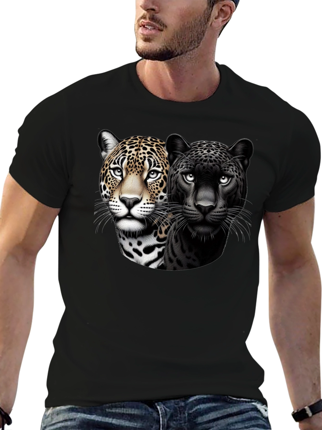 Dual Jaguar Graphic Tee - Bold Black T-Shirt