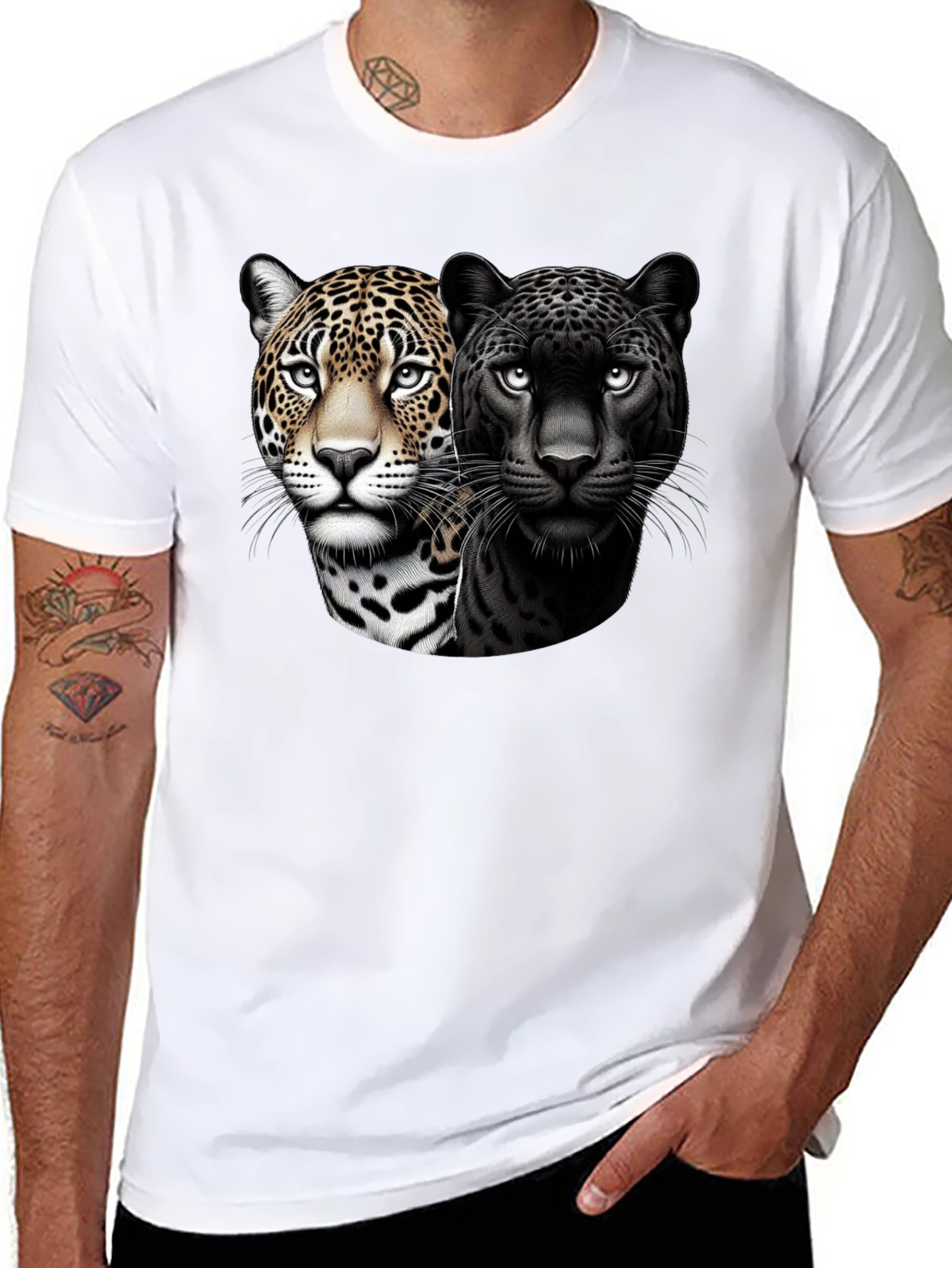 Dual Jaguar Graphic Tee - Bold Black T-Shirt