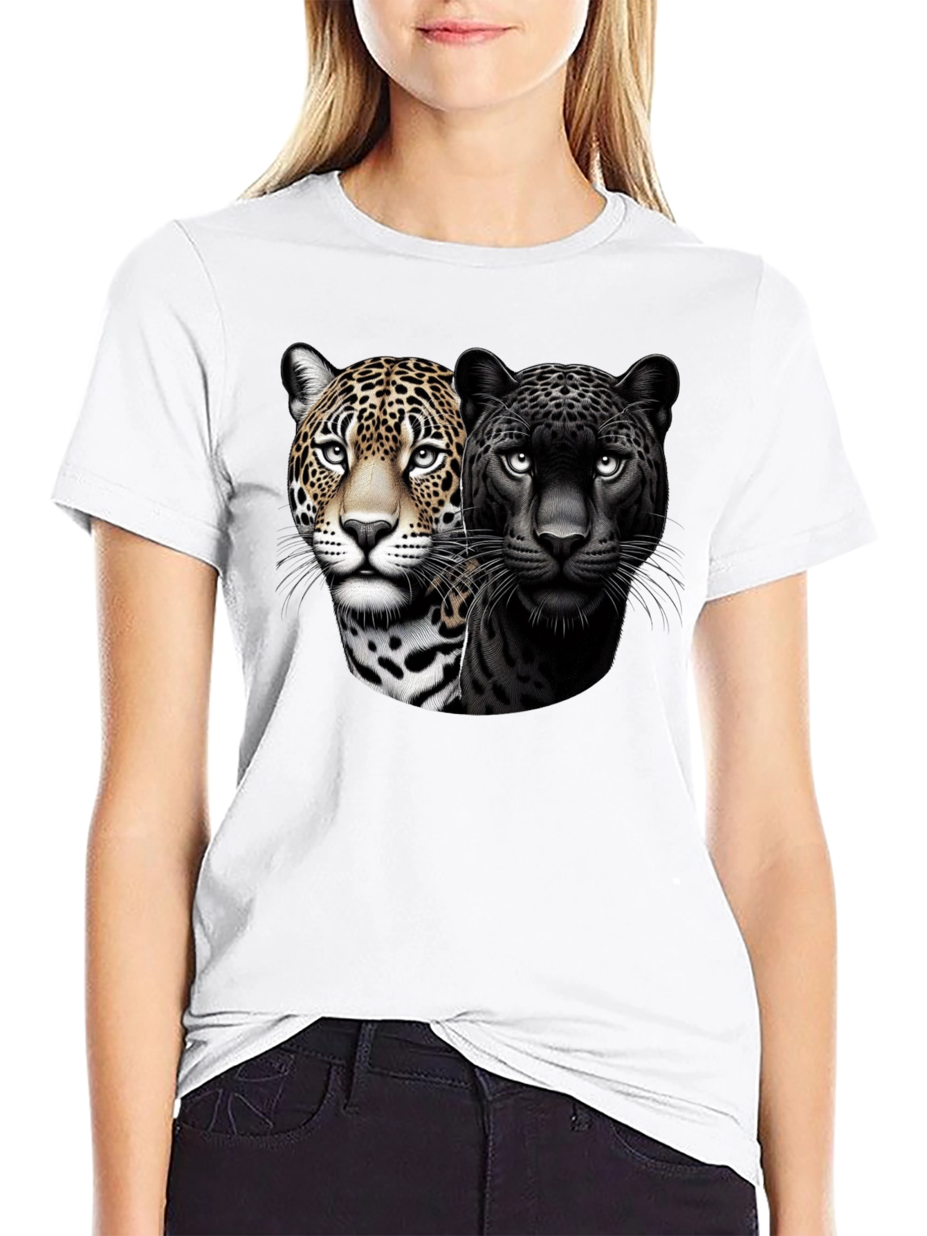 Dual Jaguar Graphic Tee - Bold Black T-Shirt