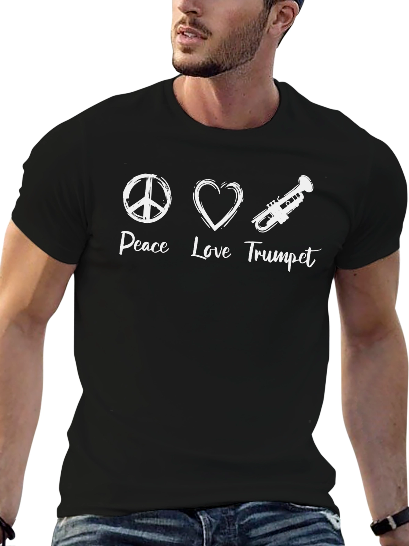 Peace Love Trumpet Graphic Tee - Musicians Shirt