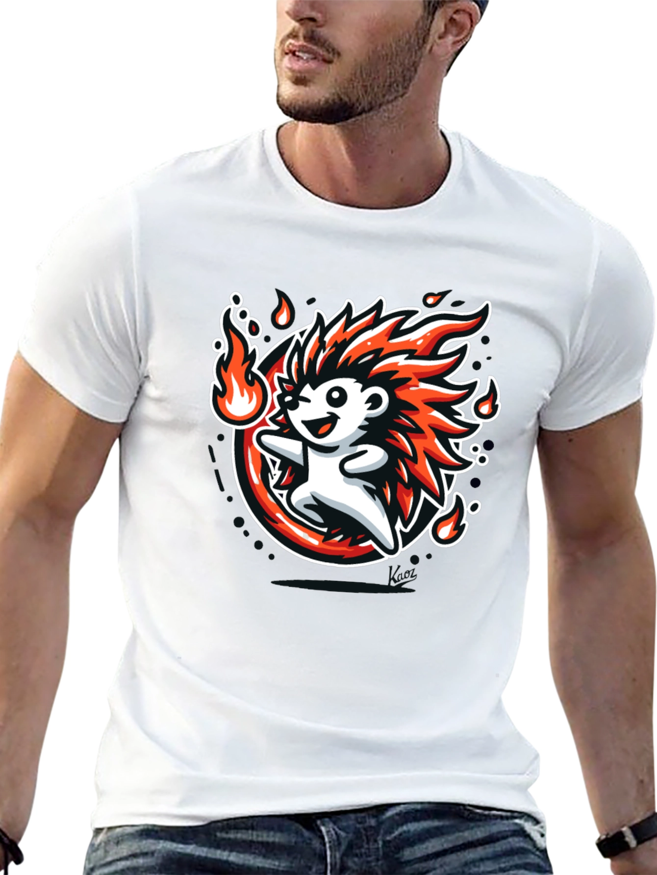 Fiery Hedgehog Graphic Tee - Cool Cartoon Design