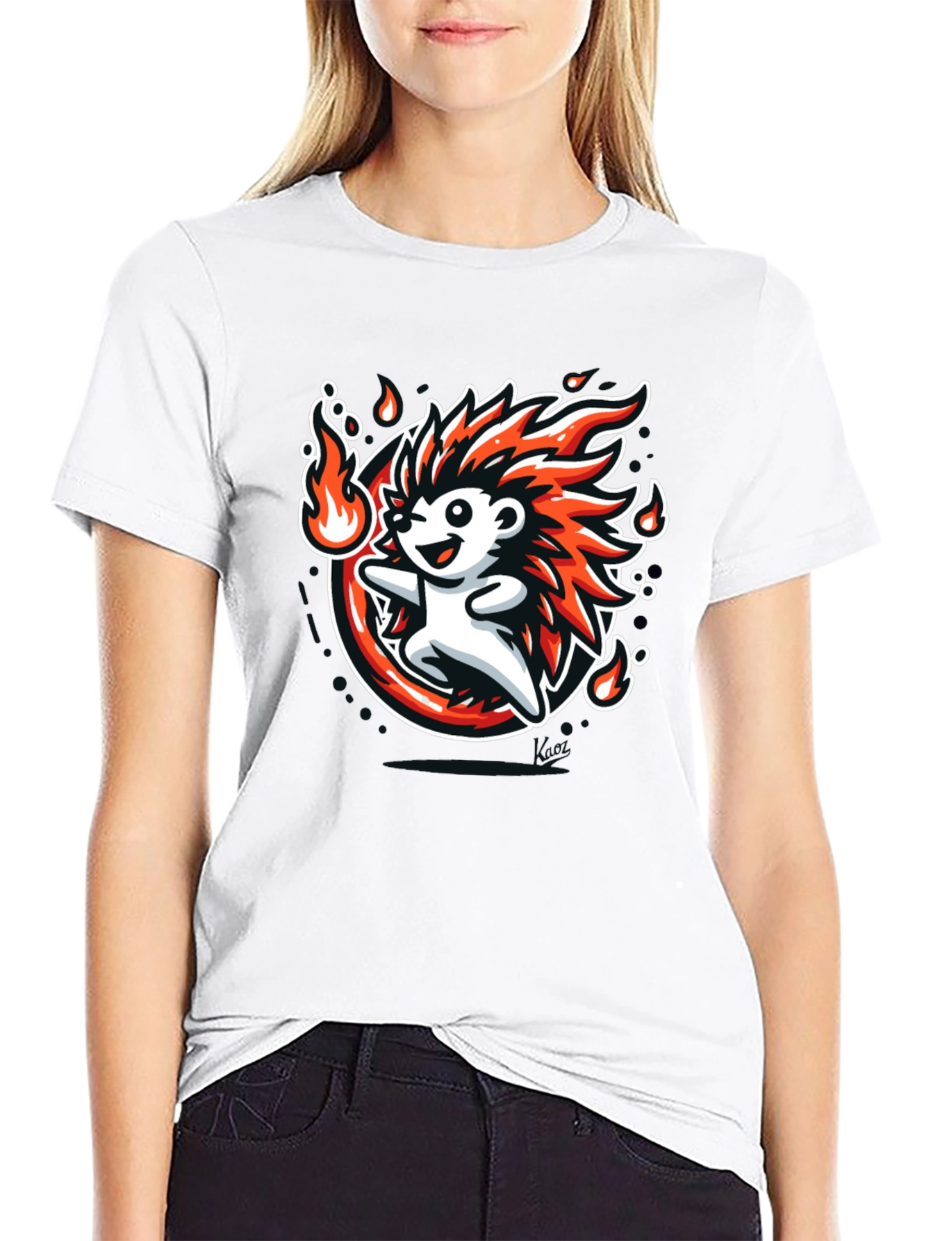 Fiery Hedgehog Graphic Tee - Cool Cartoon Design