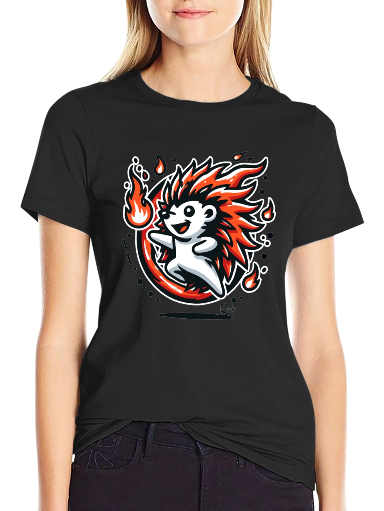Fiery Hedgehog Graphic Tee - Cool Cartoon Design