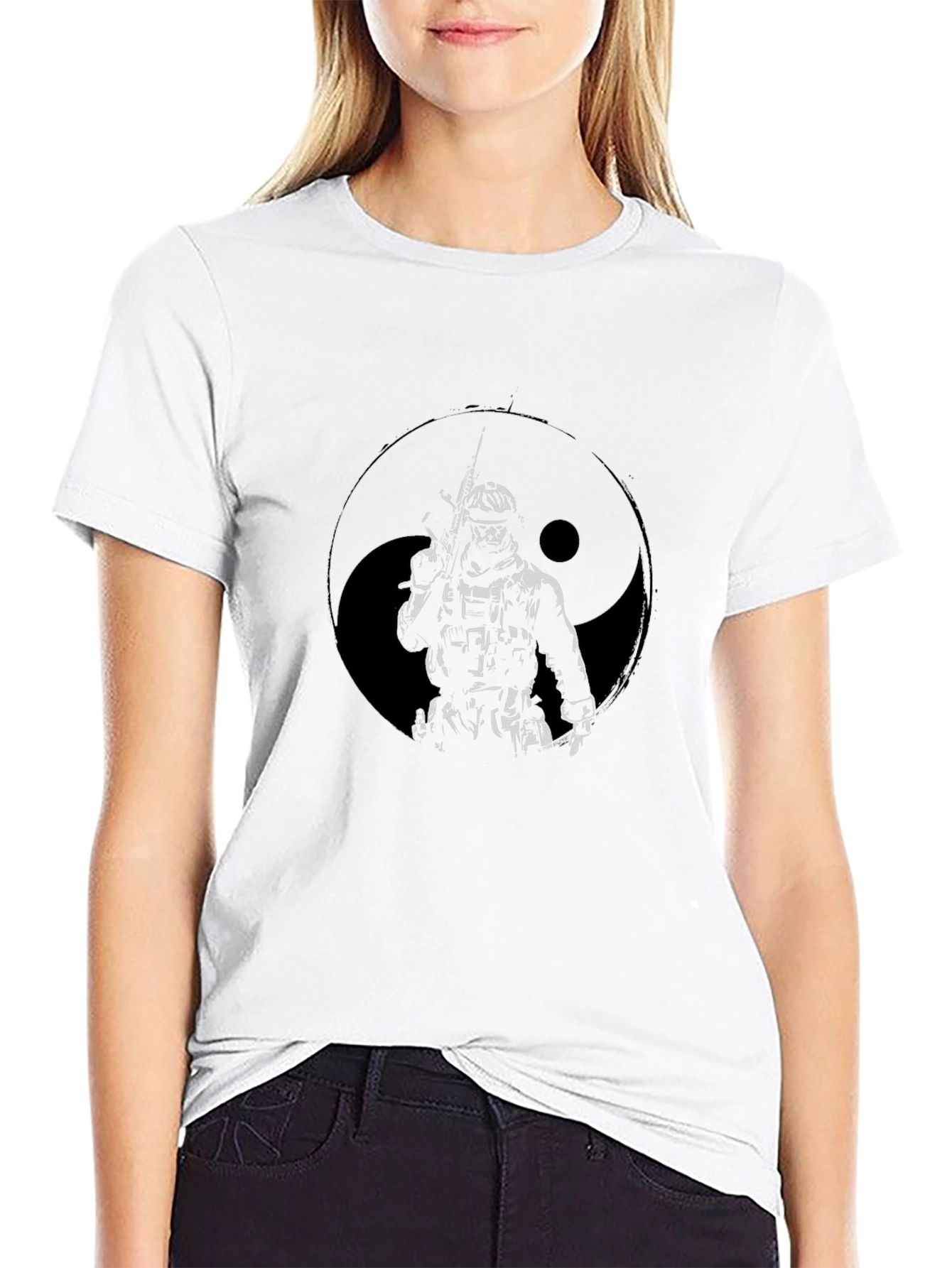 Yin Yang Soldier Graphic Tee - Black