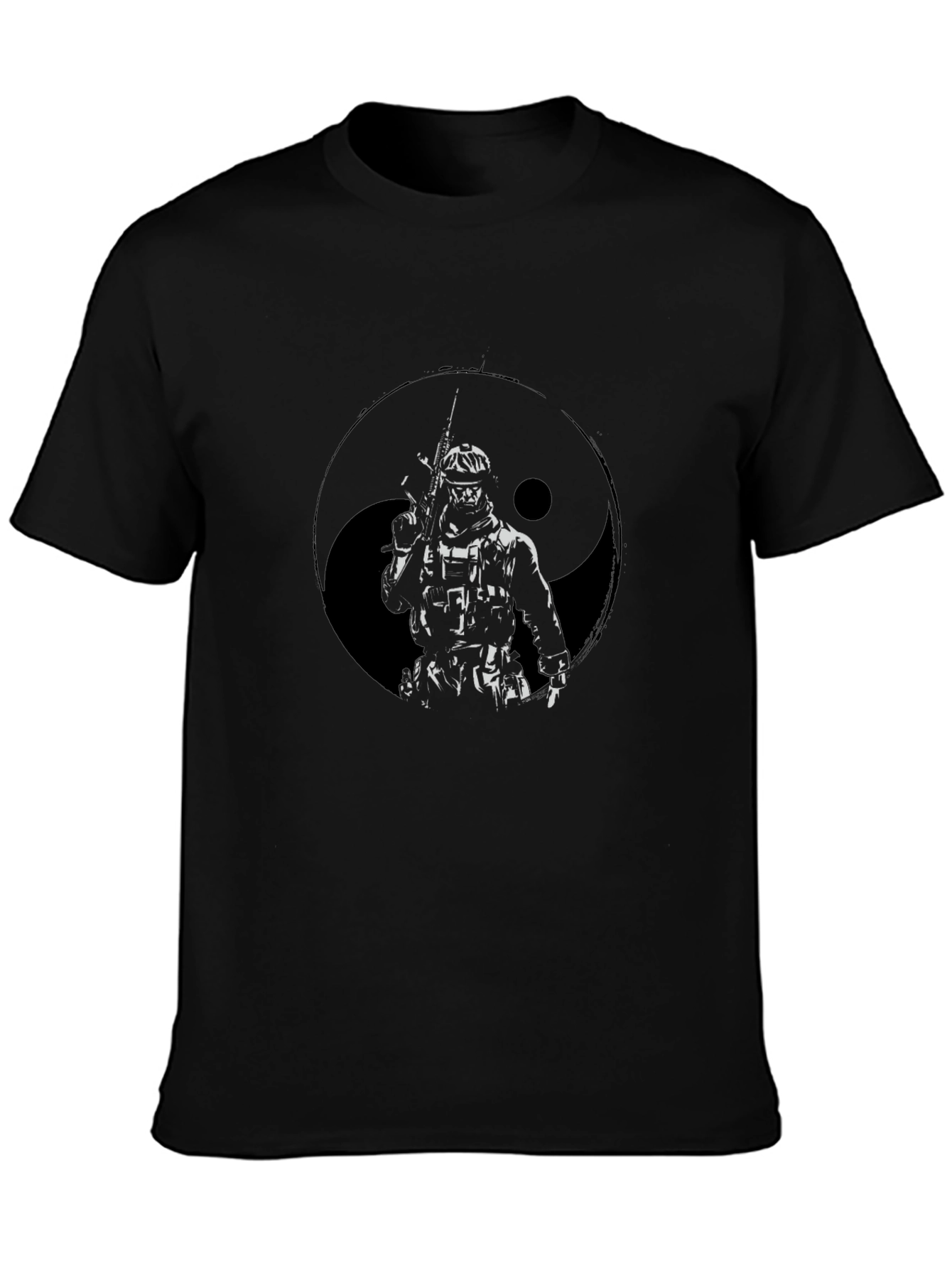 Yin Yang Soldier Graphic Tee - Black