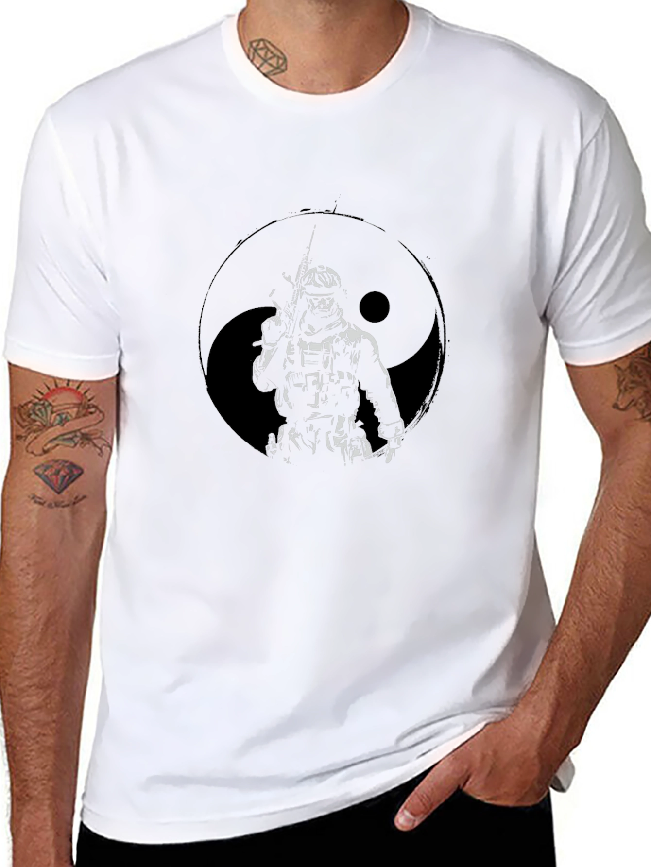 Yin Yang Soldier Graphic Tee - Black