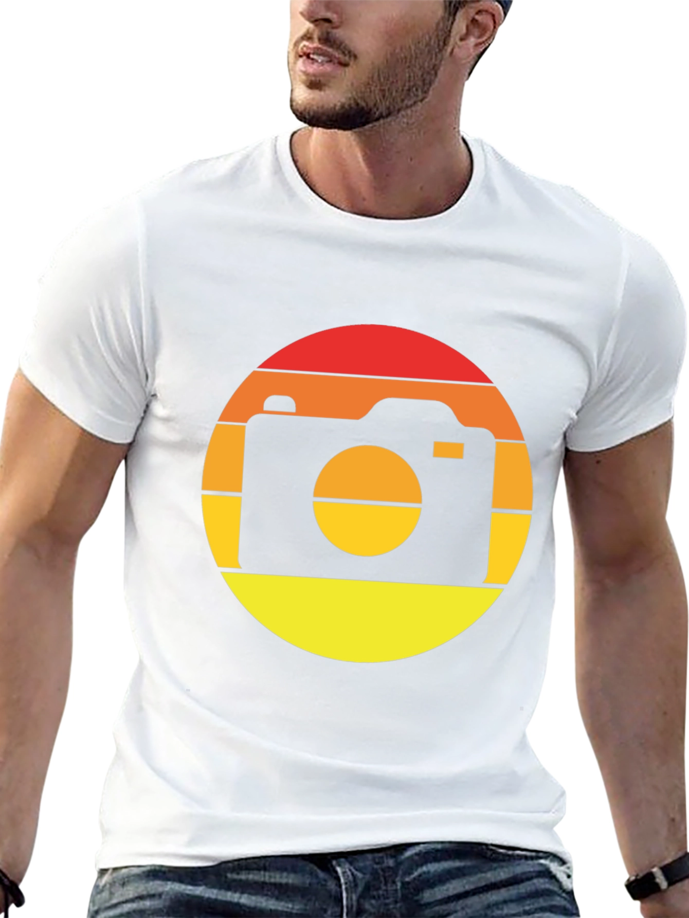 Retro Camera Graphic Tee - Sunset Vibes