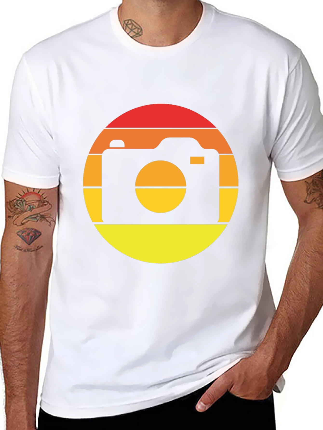 Retro Camera Graphic Tee - Sunset Vibes