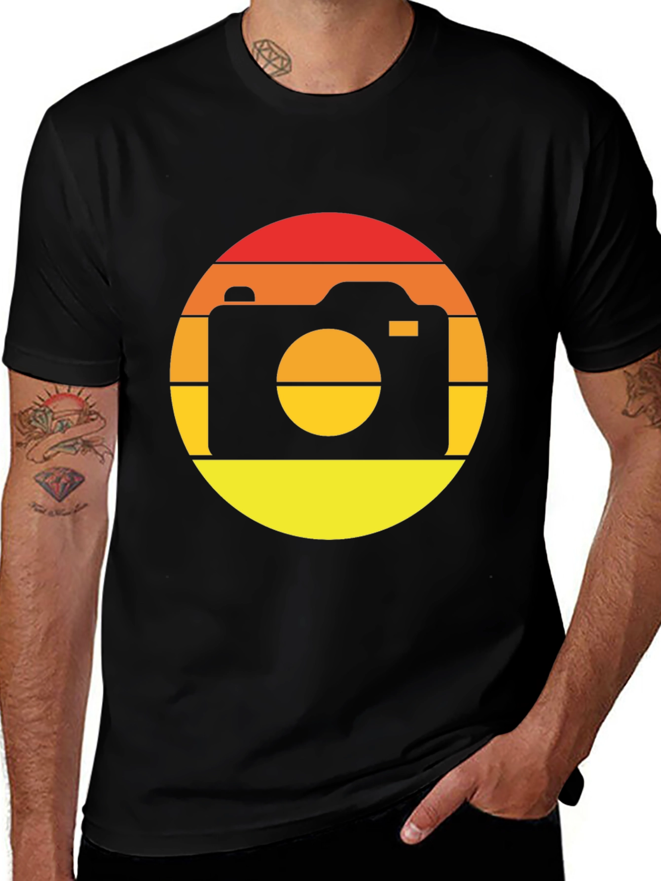 Retro Camera Graphic Tee - Sunset Vibes