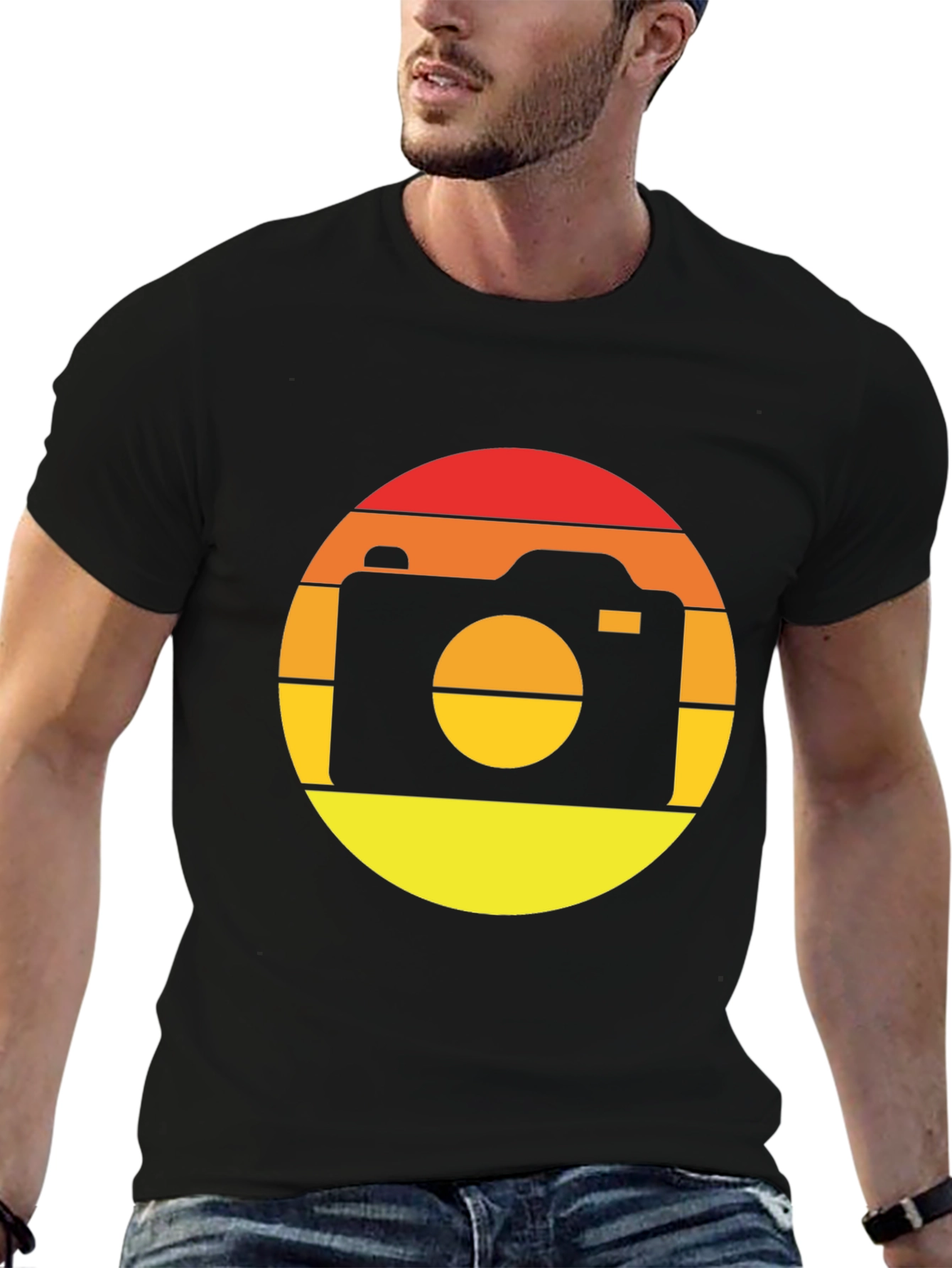 Retro Camera Graphic Tee - Sunset Vibes