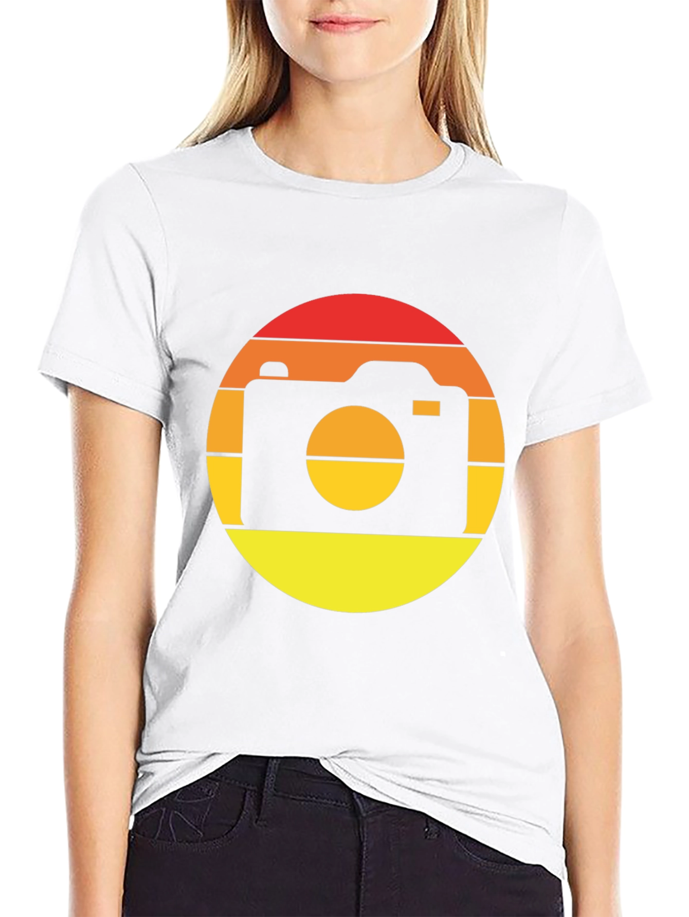 Retro Camera Graphic Tee - Sunset Vibes