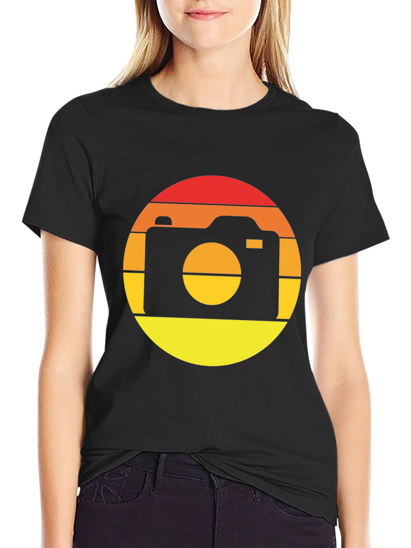 Retro Camera Graphic Tee - Sunset Vibes