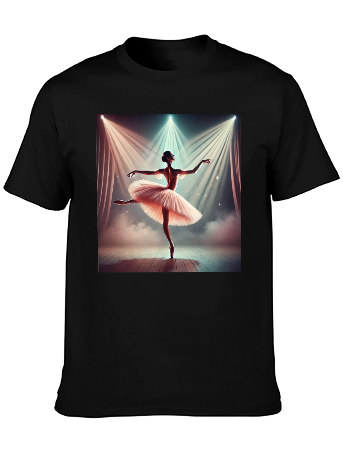 Ballerina Dance Graphic Tee - Elegant Black T-Shirt