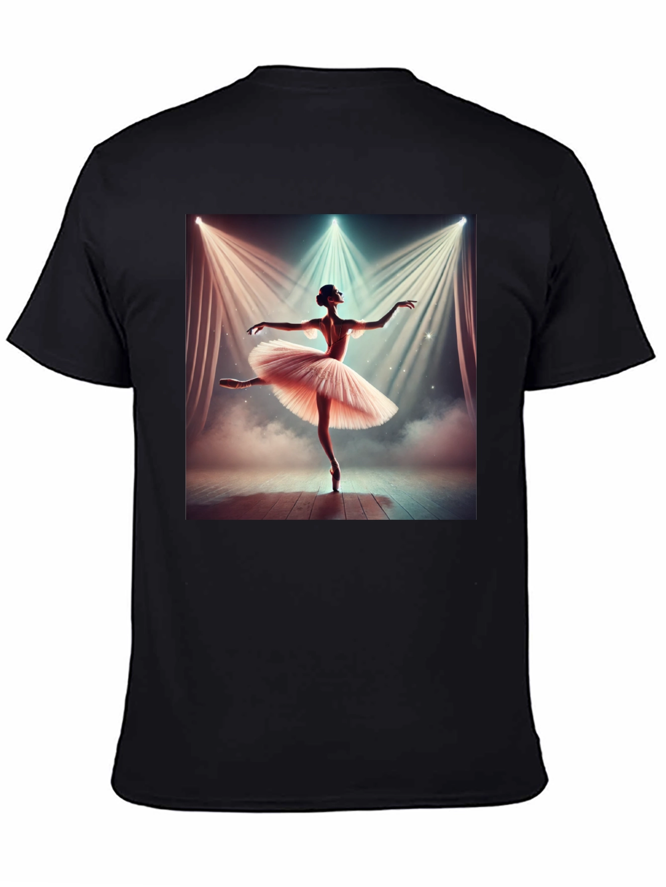 Ballerina Dance Graphic Tee - Elegant Black T-Shirt
