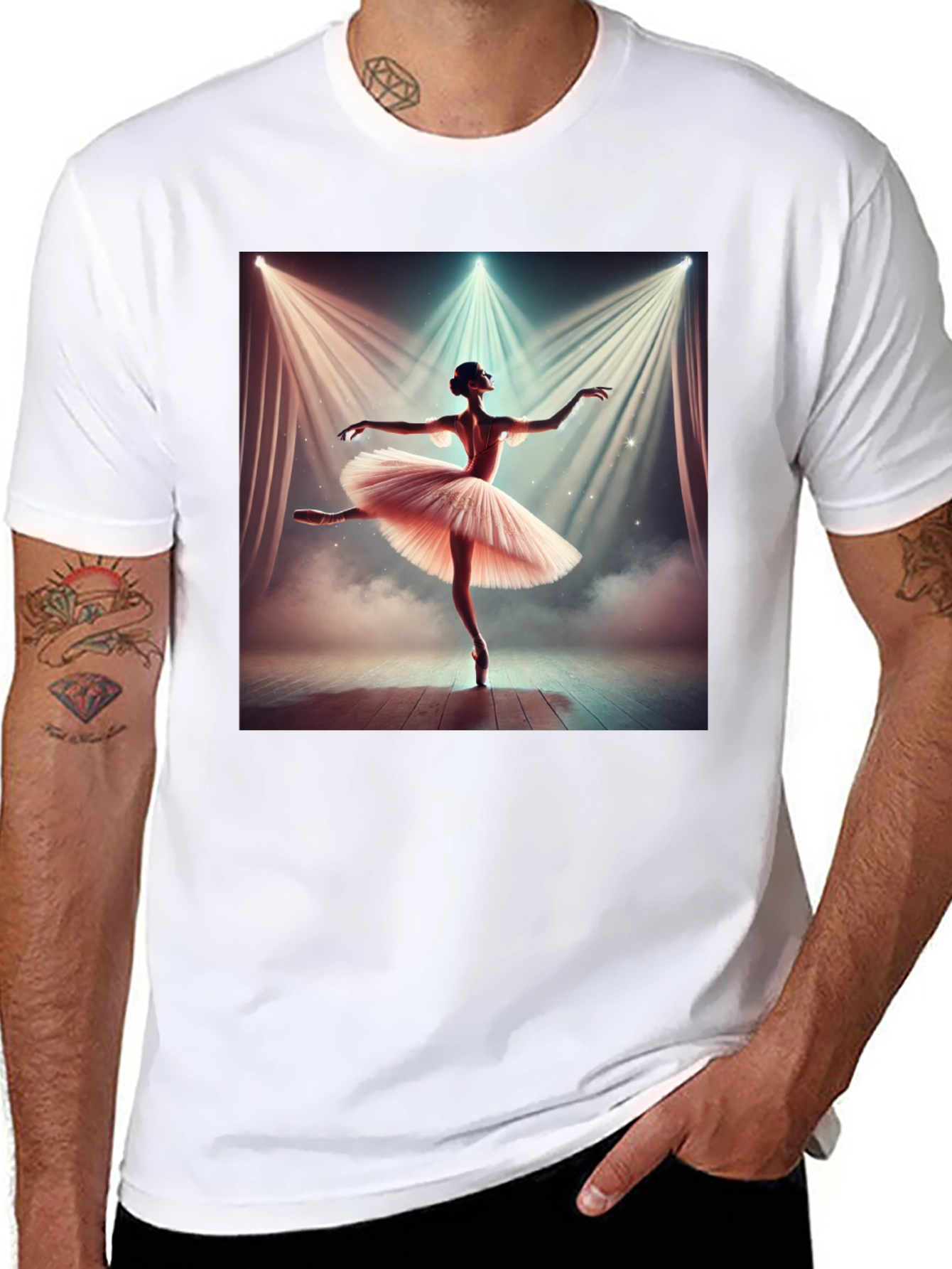 Ballerina Dance Graphic Tee - Elegant Black T-Shirt