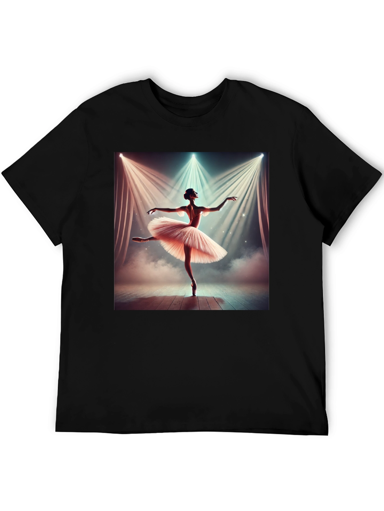 Ballerina Dance Graphic Tee - Elegant Black T-Shirt