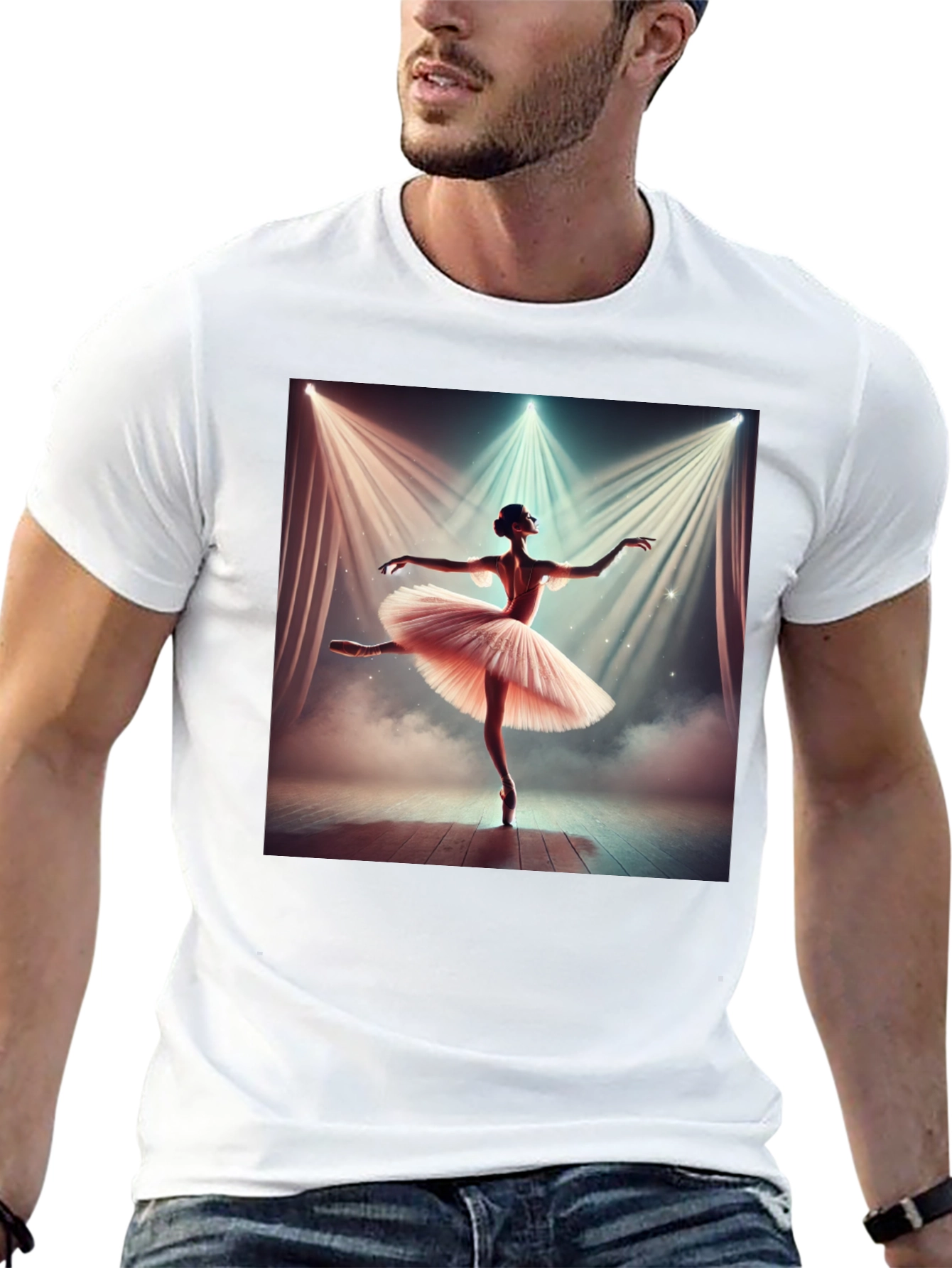 Ballerina Dance Graphic Tee - Elegant Black T-Shirt