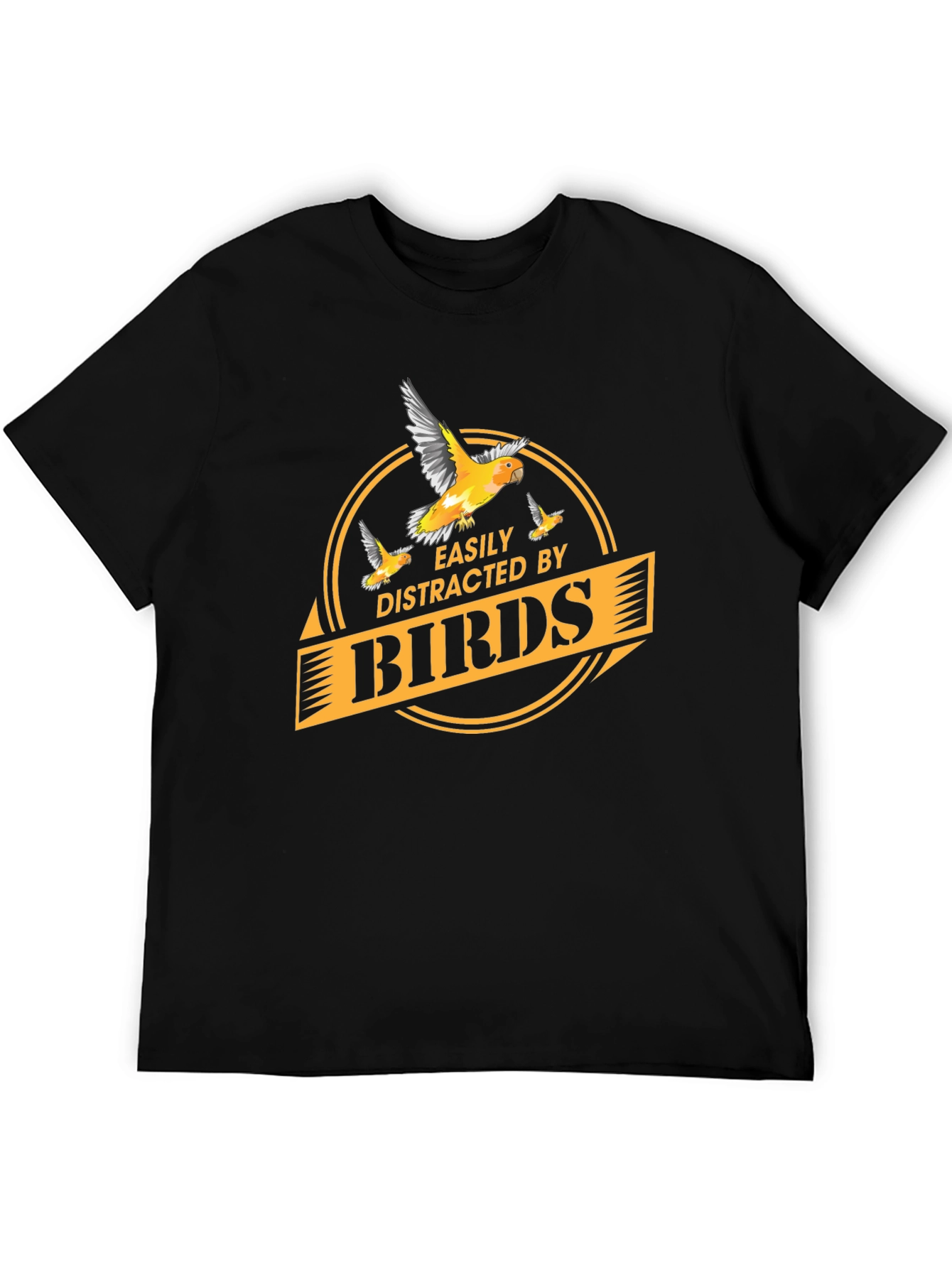 Easily Distracted By Birds Black T-Shirt