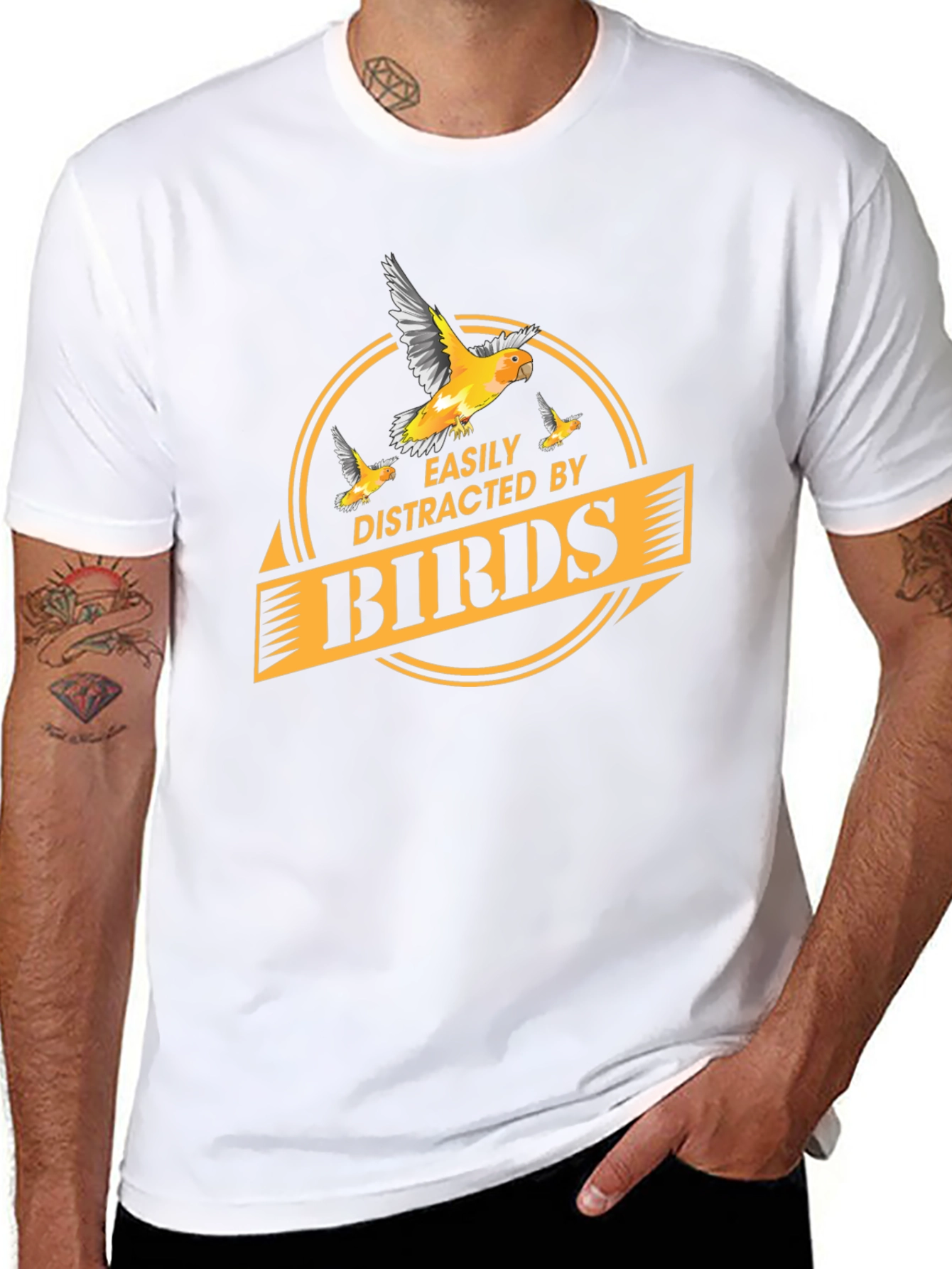 Easily Distracted By Birds Black T-Shirt