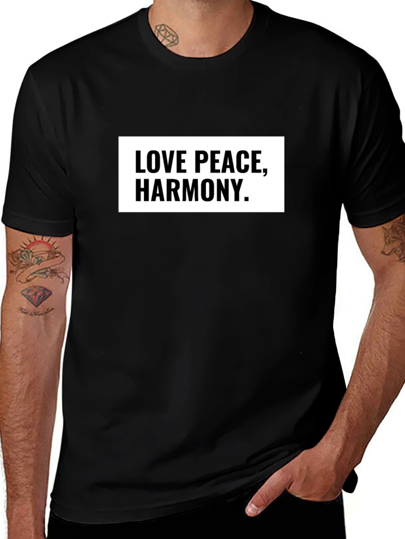 Love Peace Harmony Graphic Tee - Black