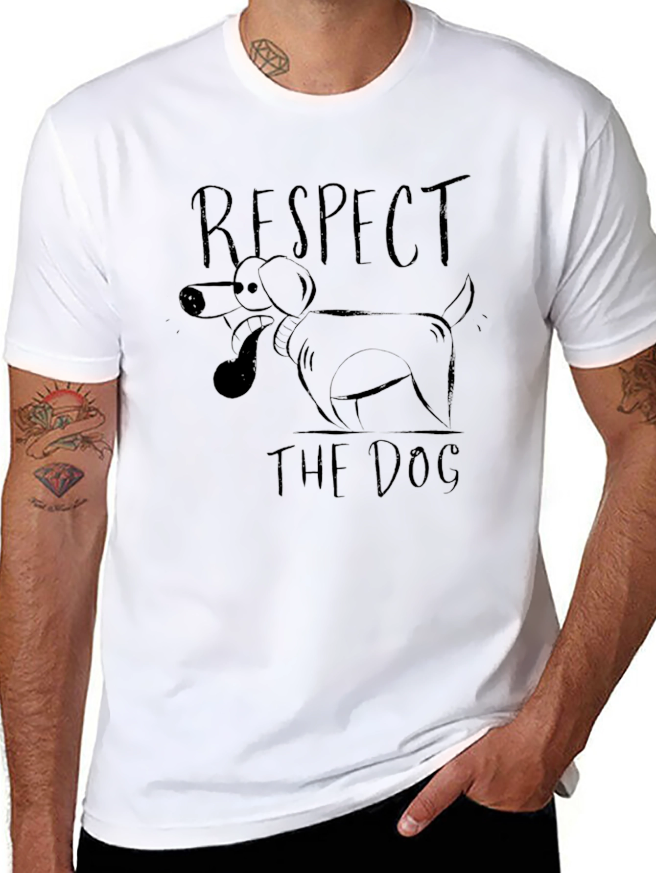 Respect the Dog Black Graphic T-Shirt