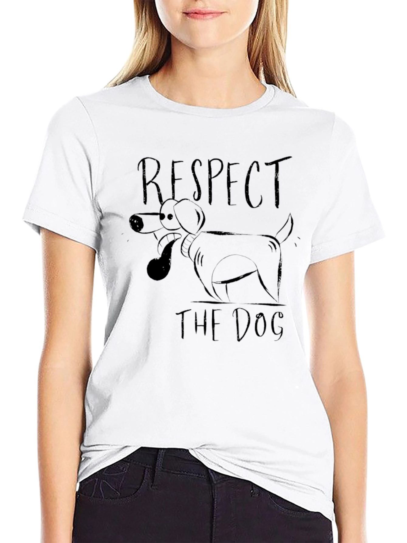 Respect the Dog Black Graphic T-Shirt