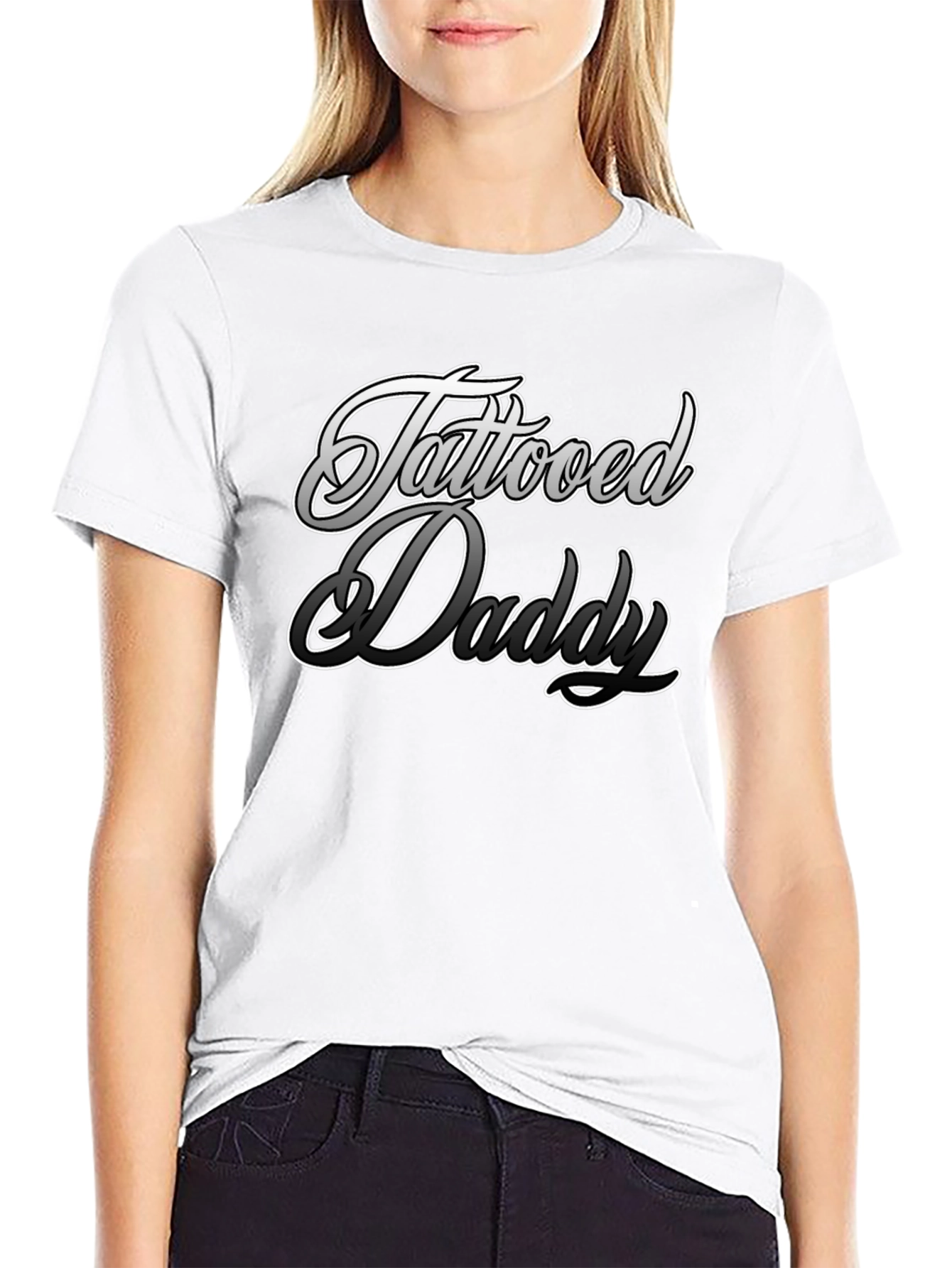 Tattooed Daddy Graphic Print Black T-Shirt
