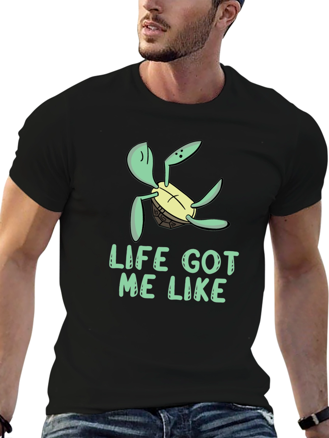 Life Got Me Like Turtle Black T-Shirt