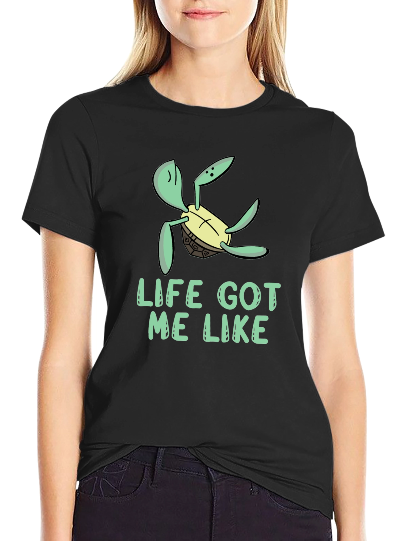 Life Got Me Like Turtle Black T-Shirt