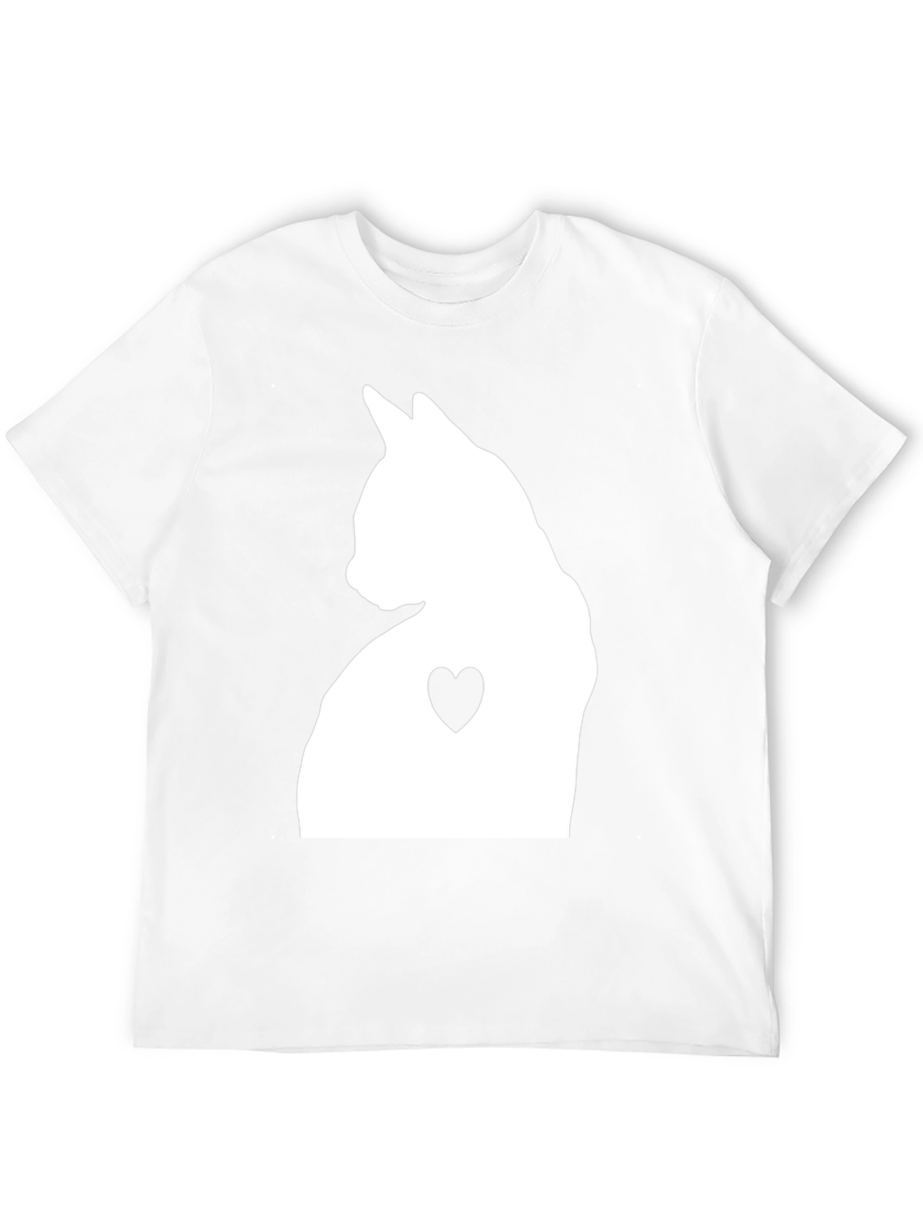 Cat Heart Silhouette Graphic Tee - Black