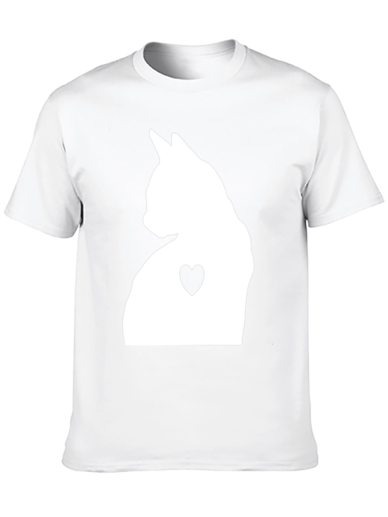 Cat Heart Silhouette Graphic Tee - Black